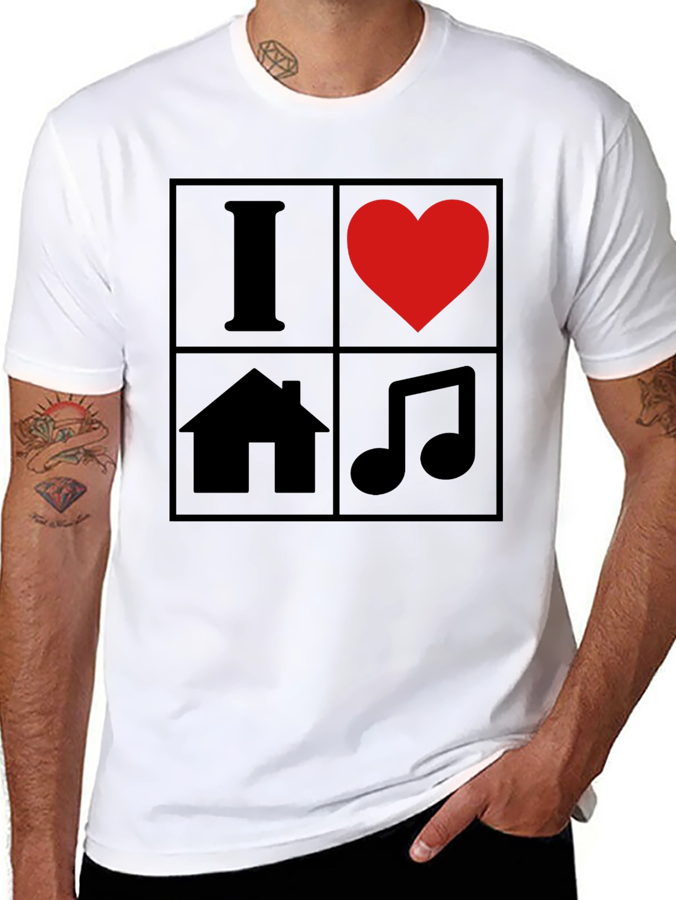 I Love House Music T-Shirt - Black Graphic Tee