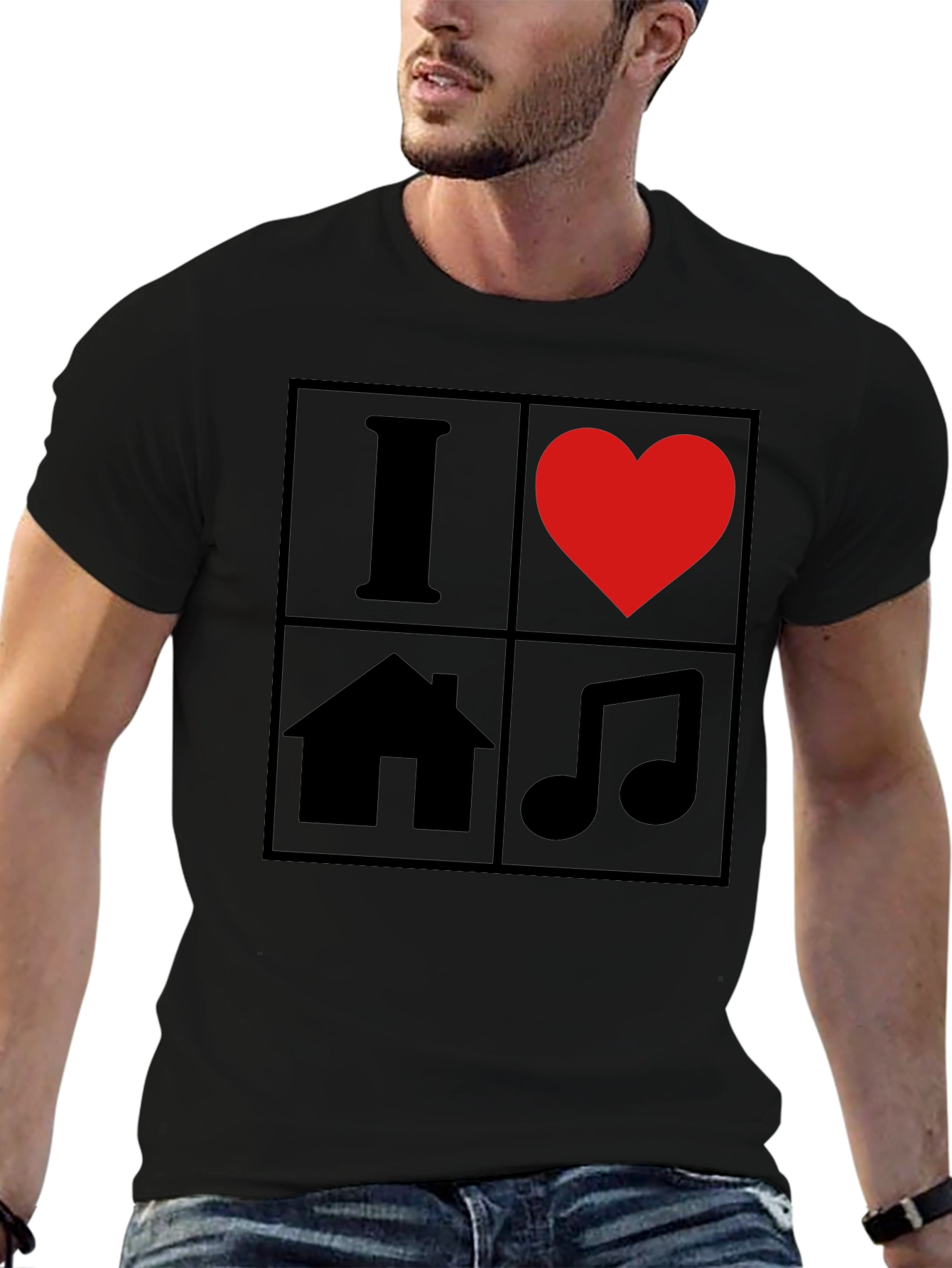 I Love House Music T-Shirt - Black Graphic Tee