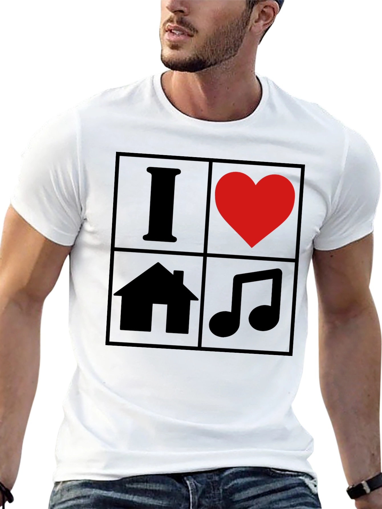 I Love House Music T-Shirt - Black Graphic Tee