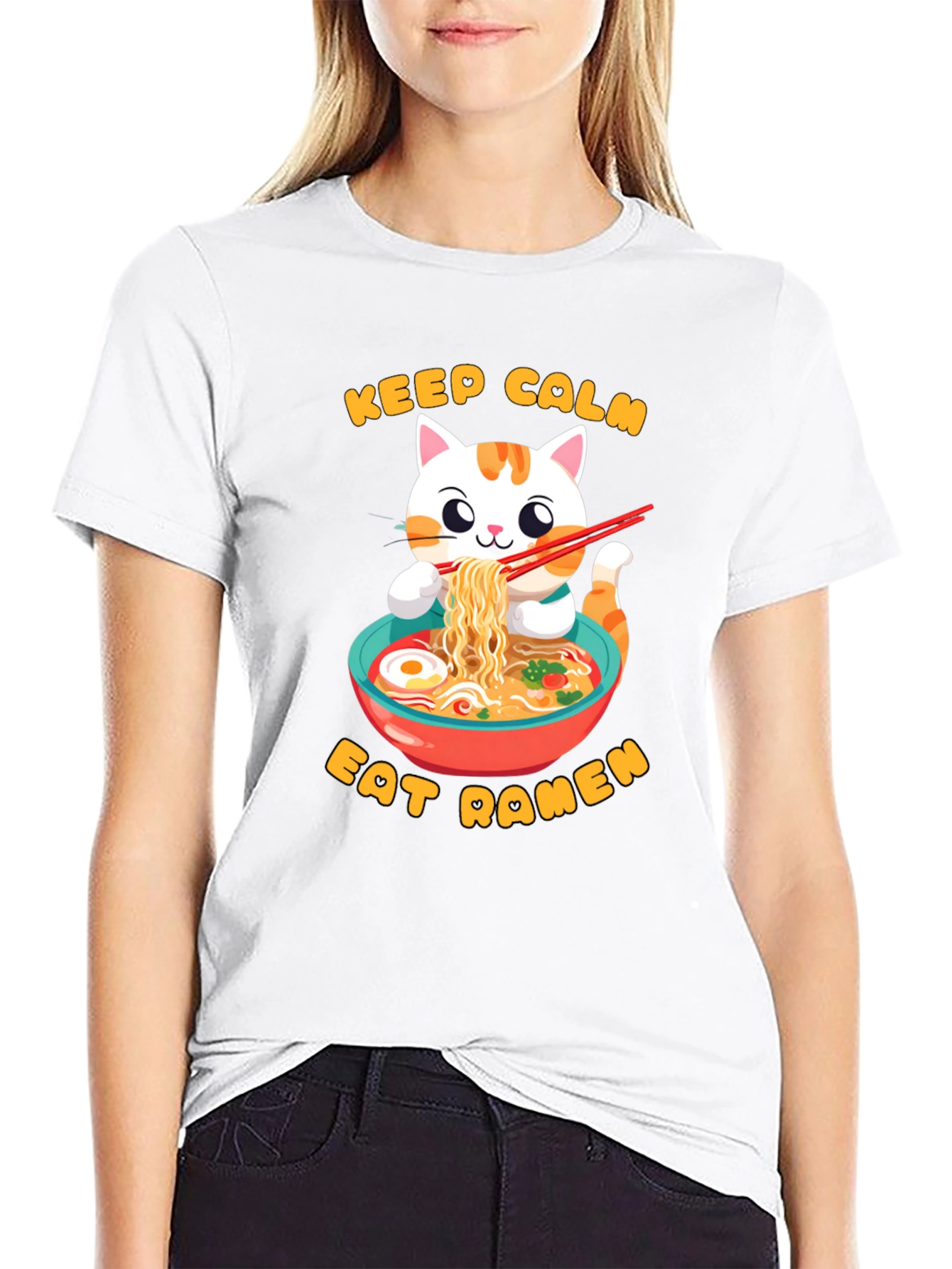Keep Calm & Eat Ramen Cat T-Shirt