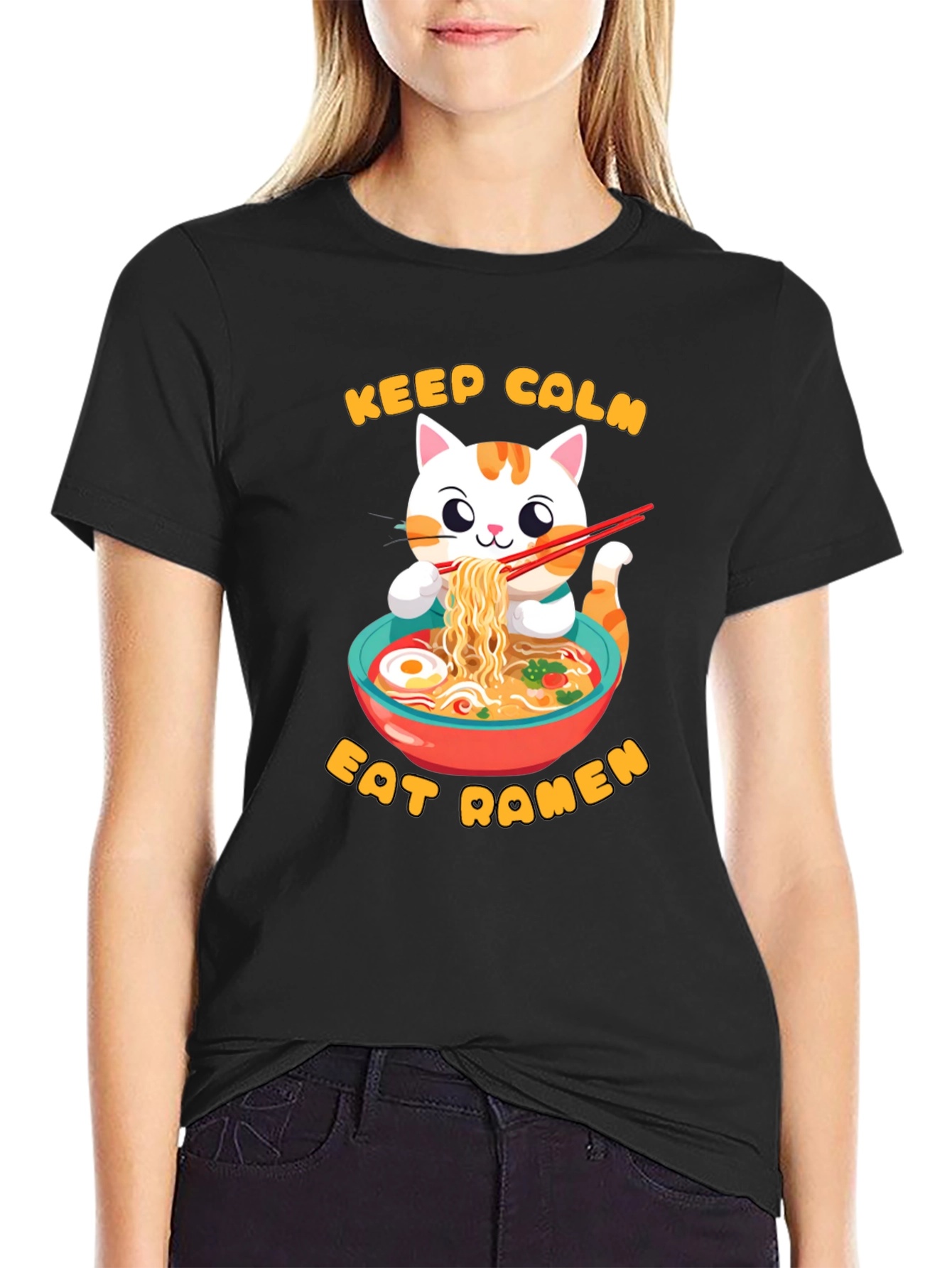 Keep Calm & Eat Ramen Cat T-Shirt