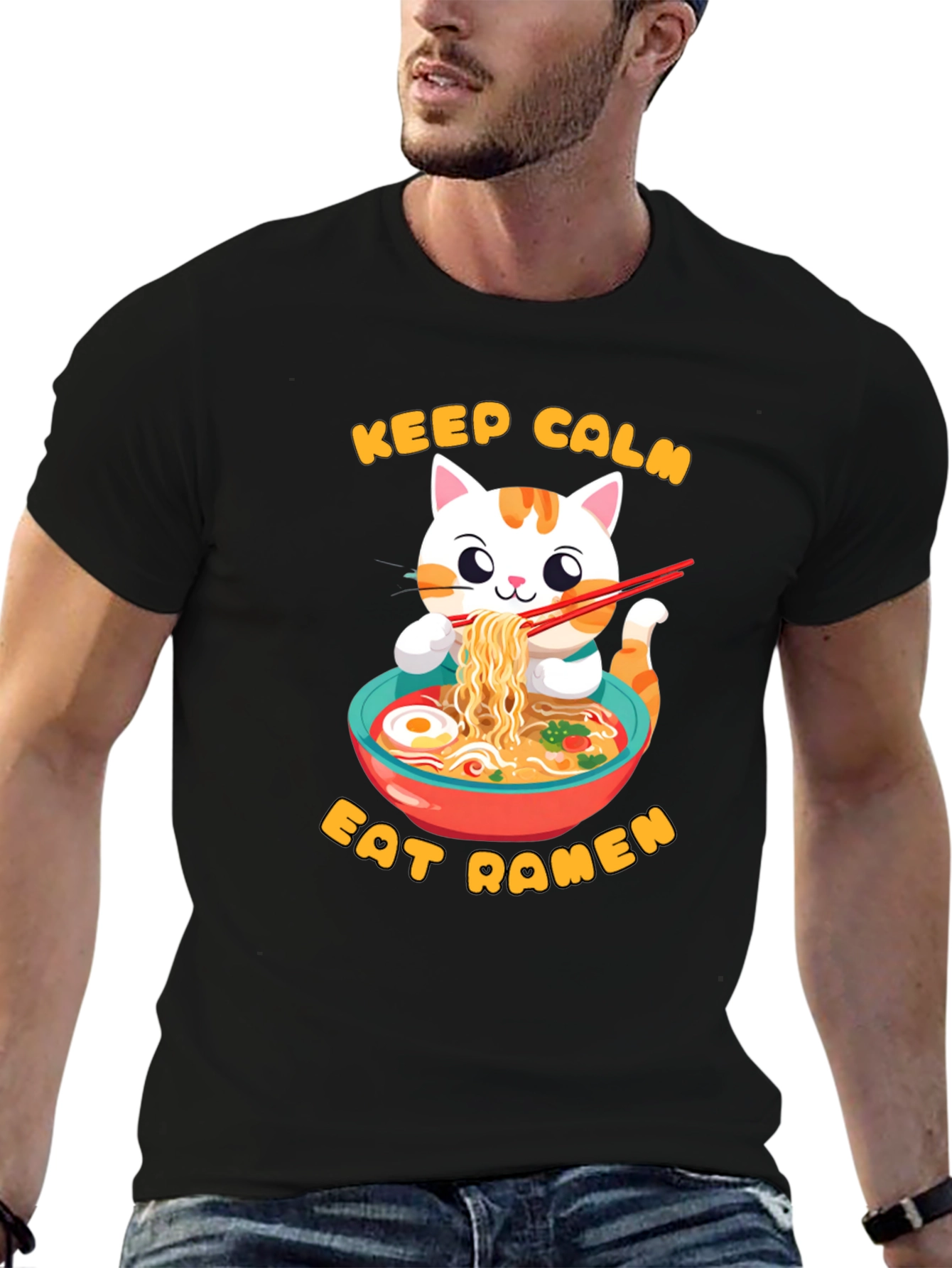 Keep Calm & Eat Ramen Cat T-Shirt