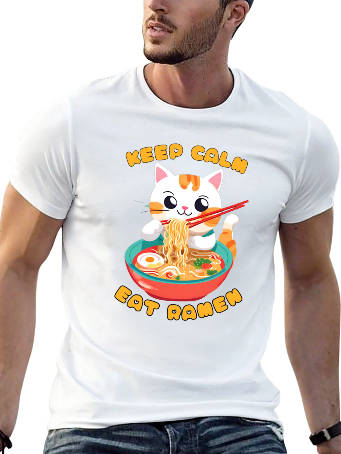 Keep Calm & Eat Ramen Cat T-Shirt