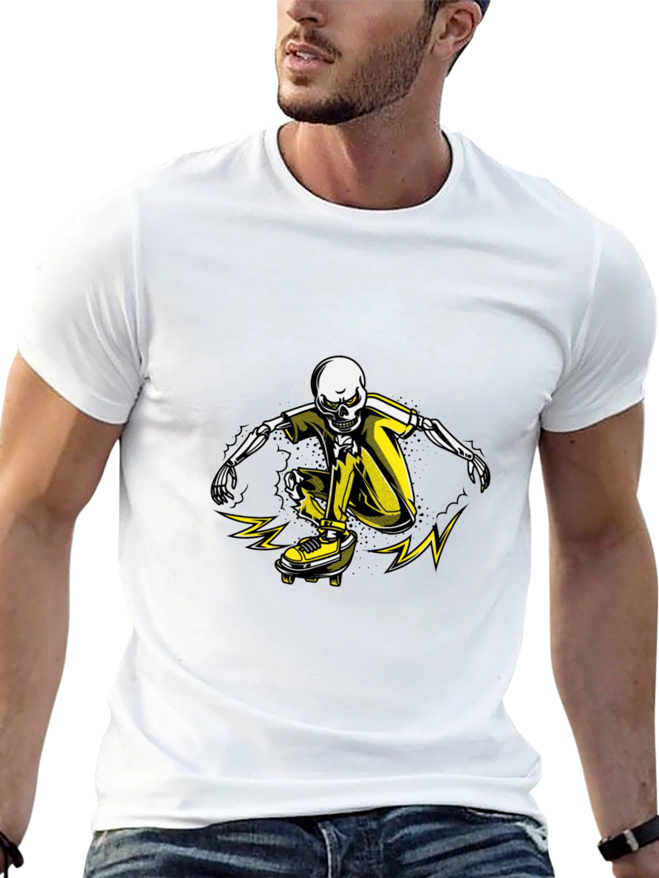 Skeleton Skateboarder Graphic T-Shirt - Black