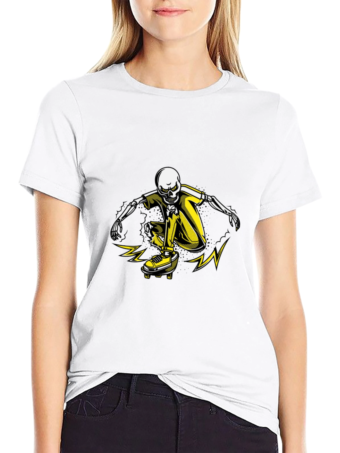 Skeleton Skateboarder Graphic T-Shirt - Black