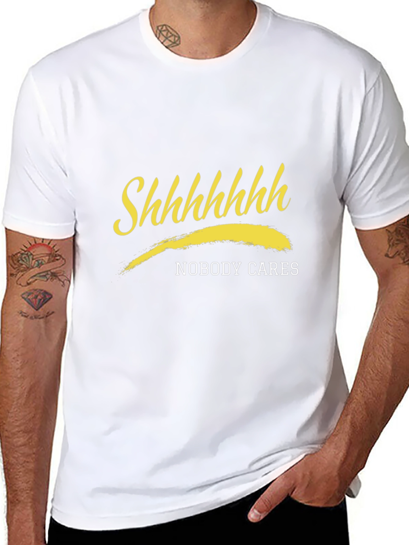 Shhhhhhh Nobody Cares Black T-Shirt