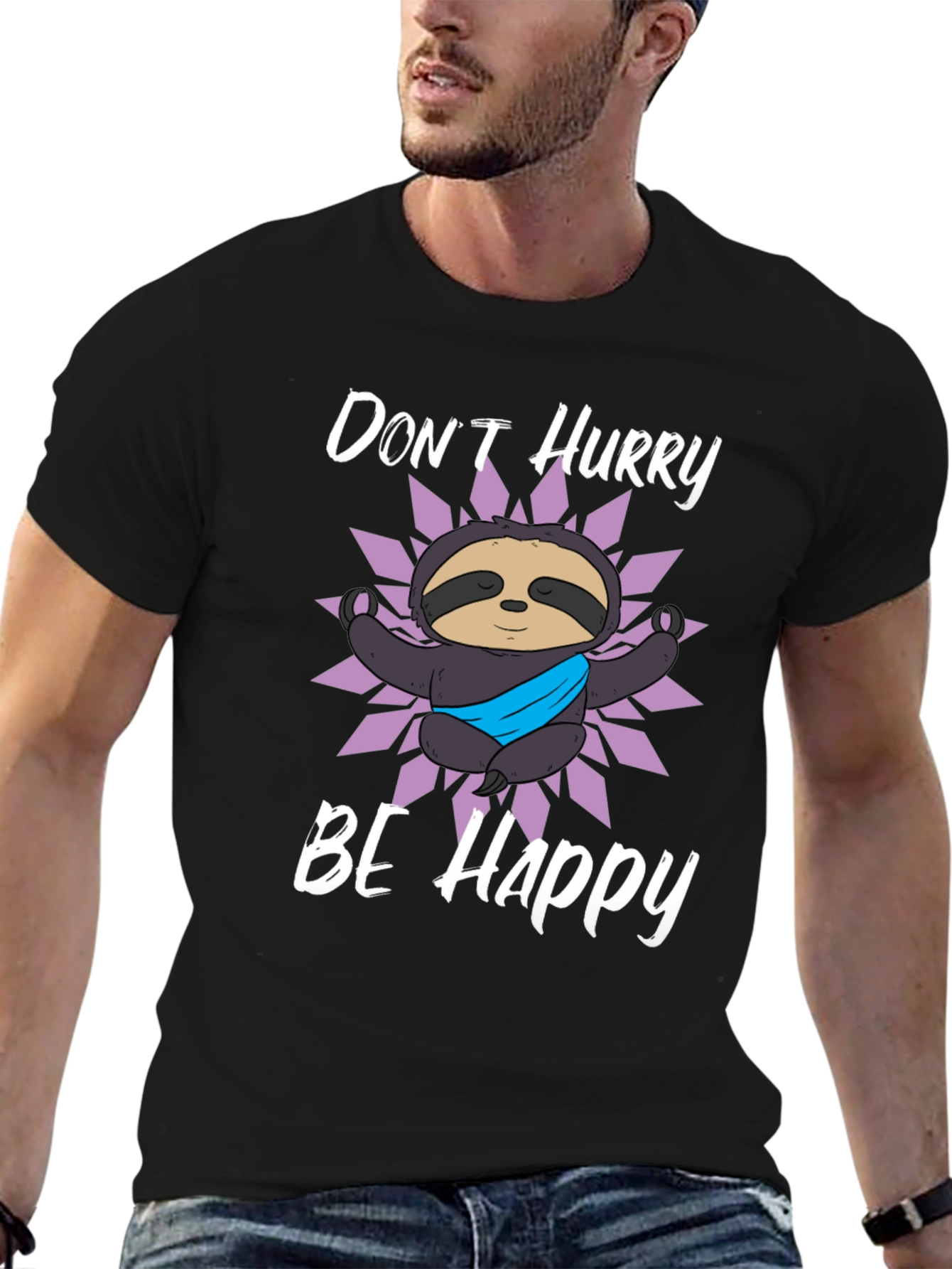 Dont Hurry Be Happy Sloth Graphic T-Shirt