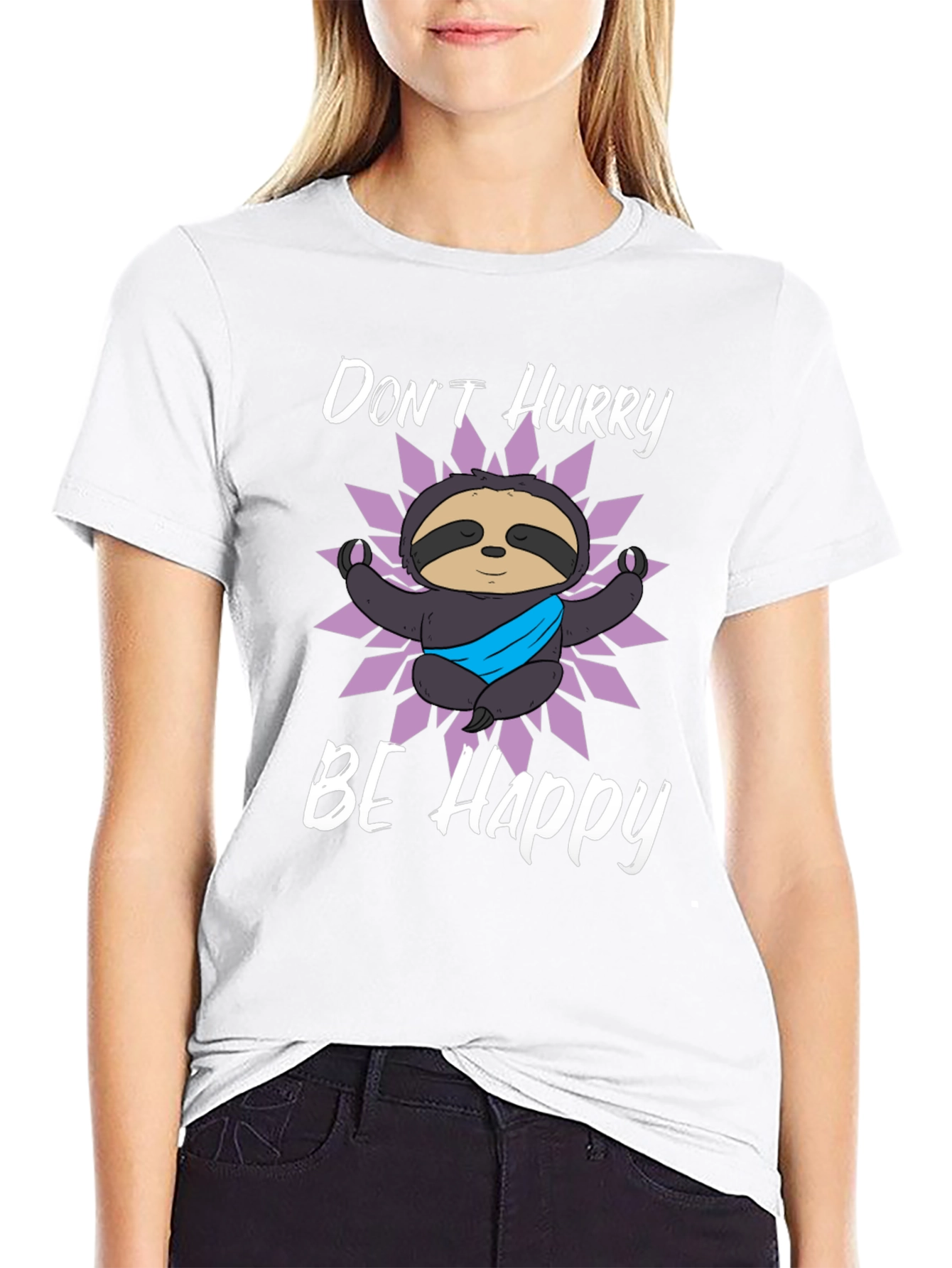 Dont Hurry Be Happy Sloth Graphic T-Shirt