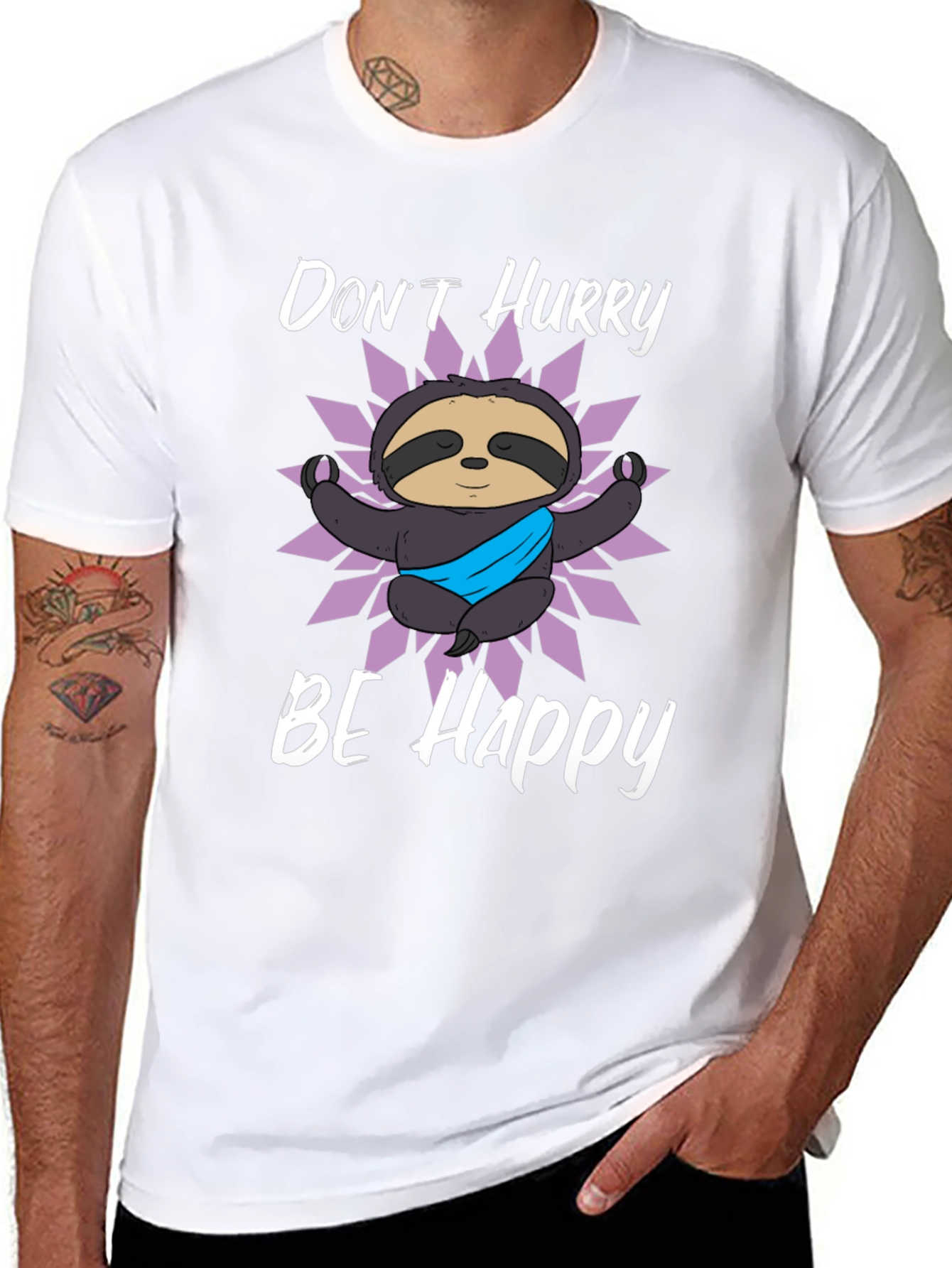 Dont Hurry Be Happy Sloth Graphic T-Shirt