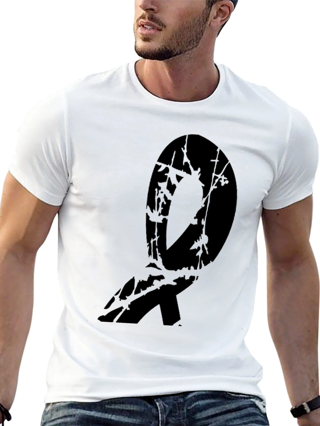 Abstract Branch Design Black T-Shirt