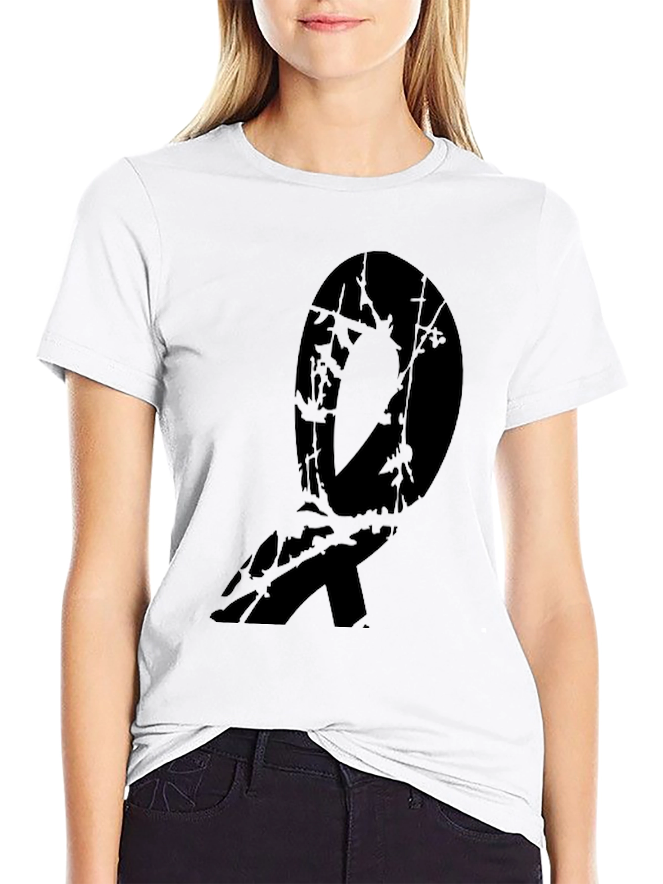 Abstract Branch Design Black T-Shirt