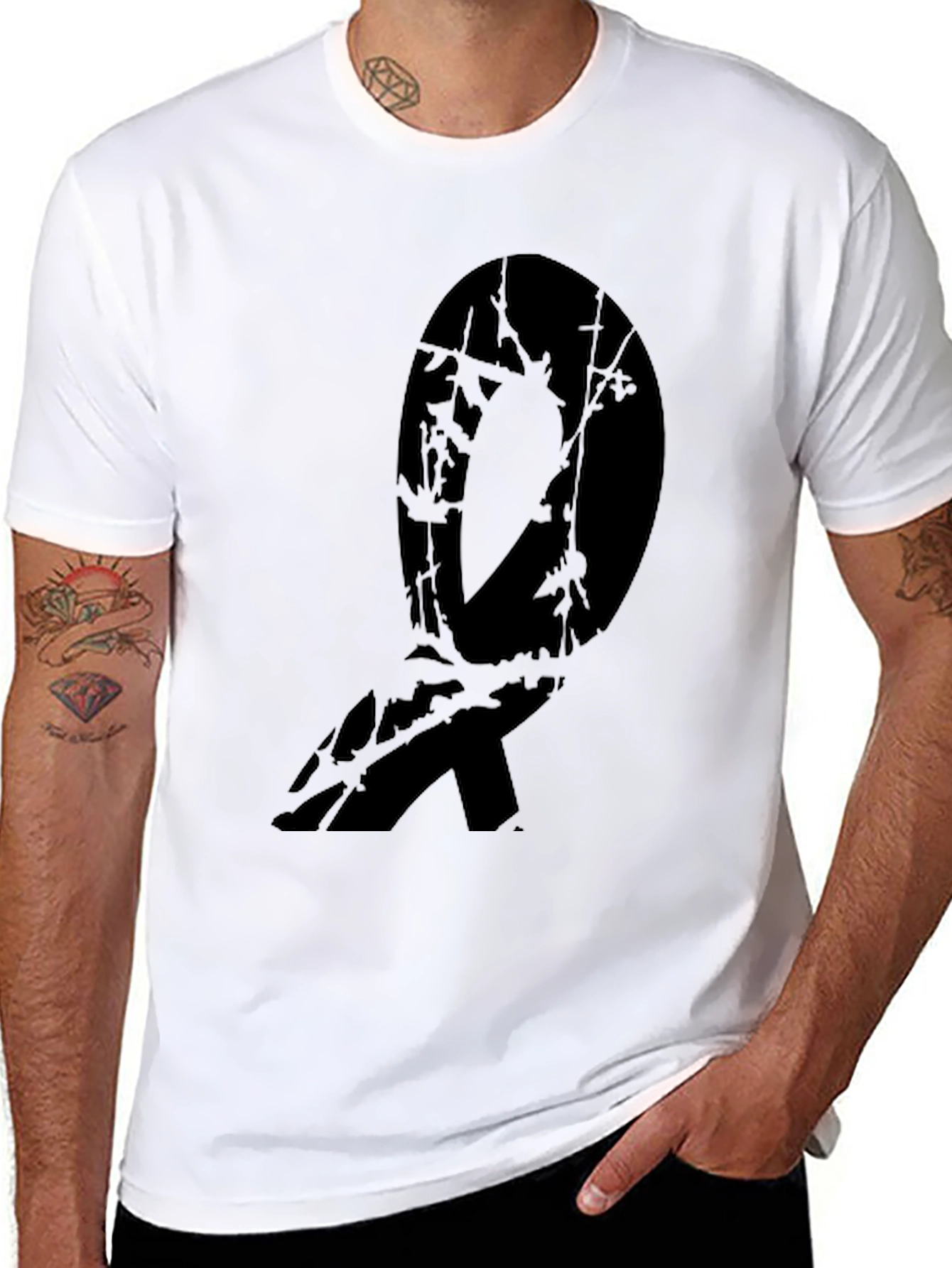 Abstract Branch Design Black T-Shirt