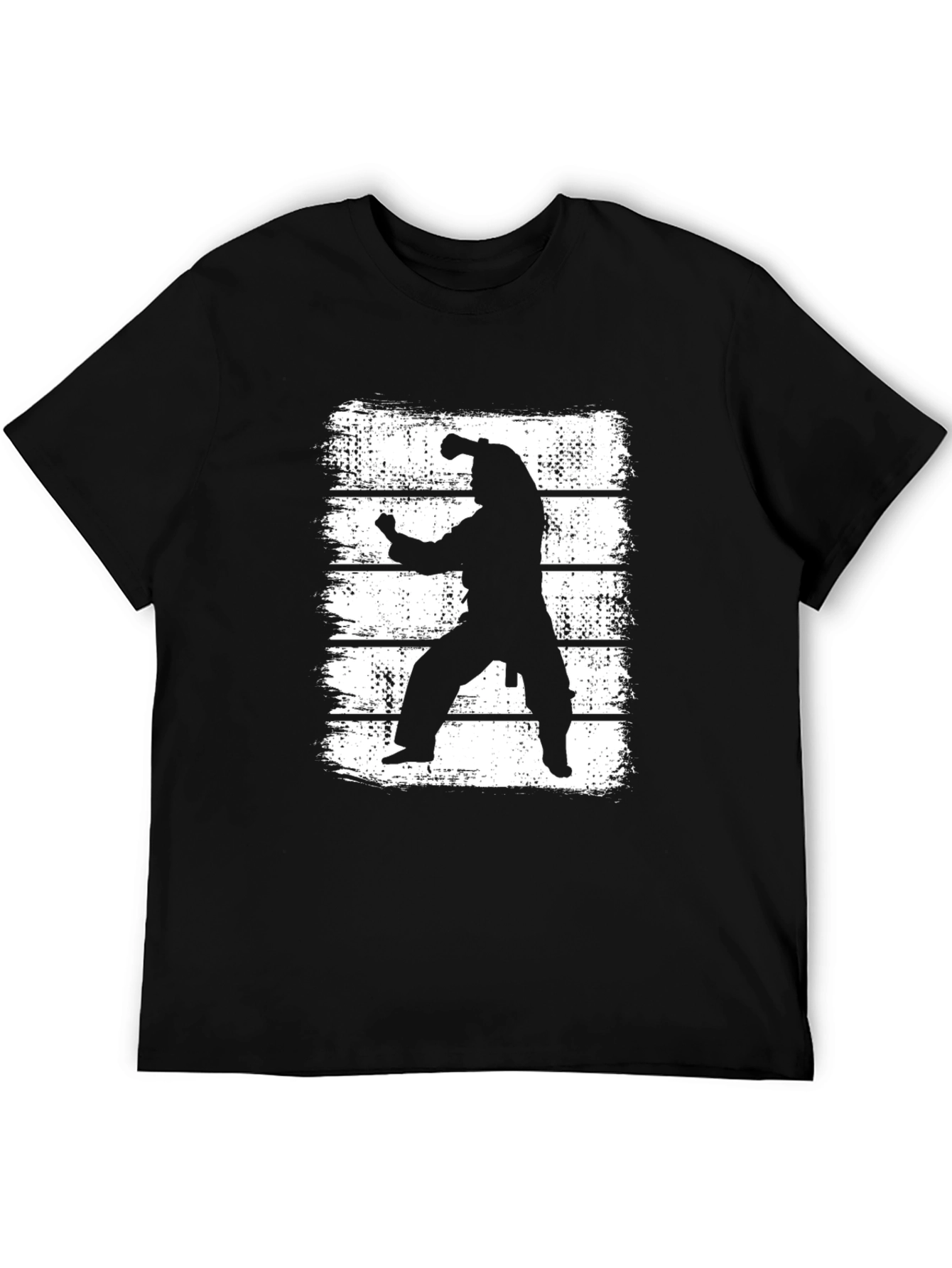 Martial Arts Silhouette Graphic T-Shirt - Black
