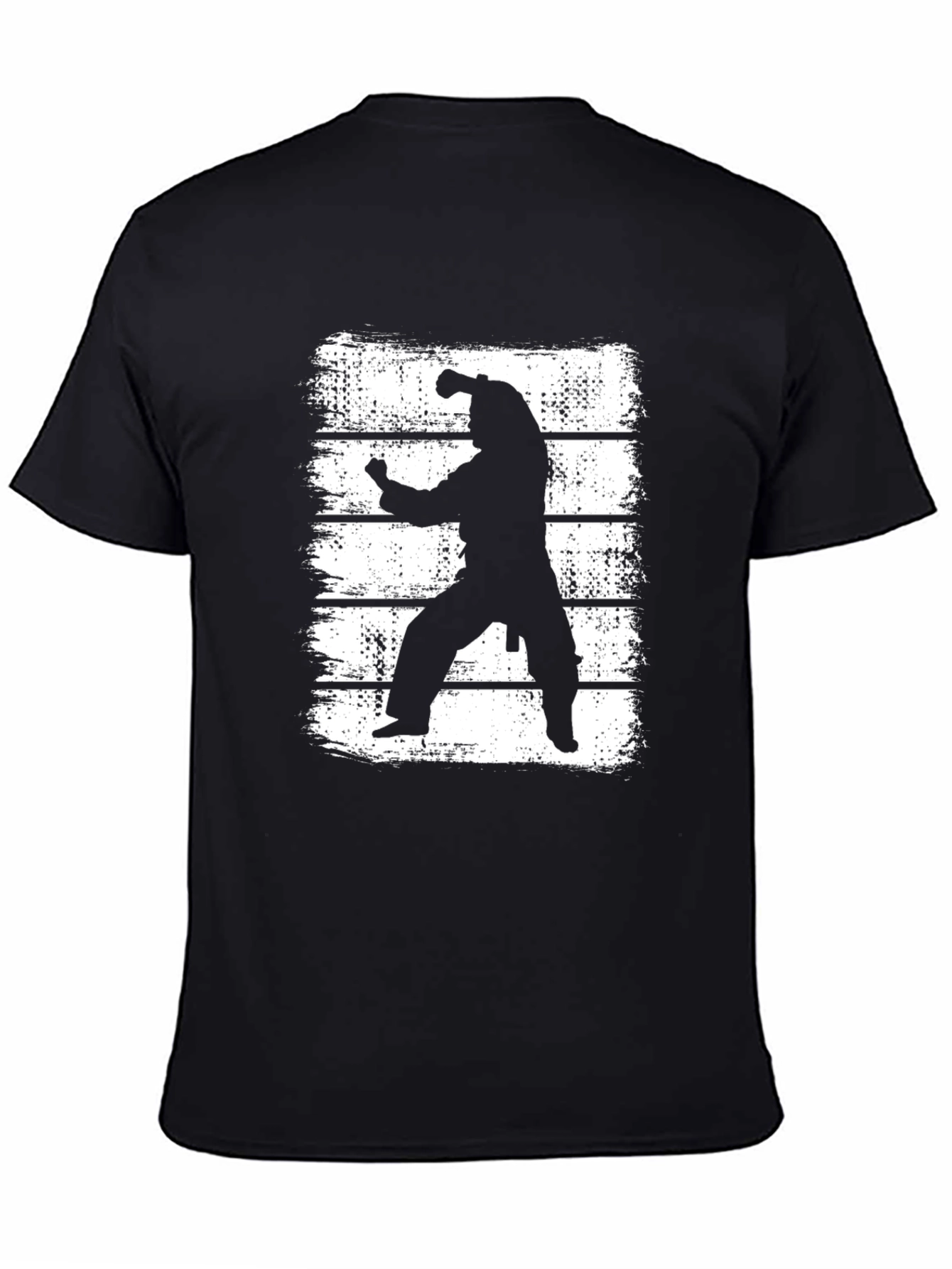 Martial Arts Silhouette Graphic T-Shirt - Black