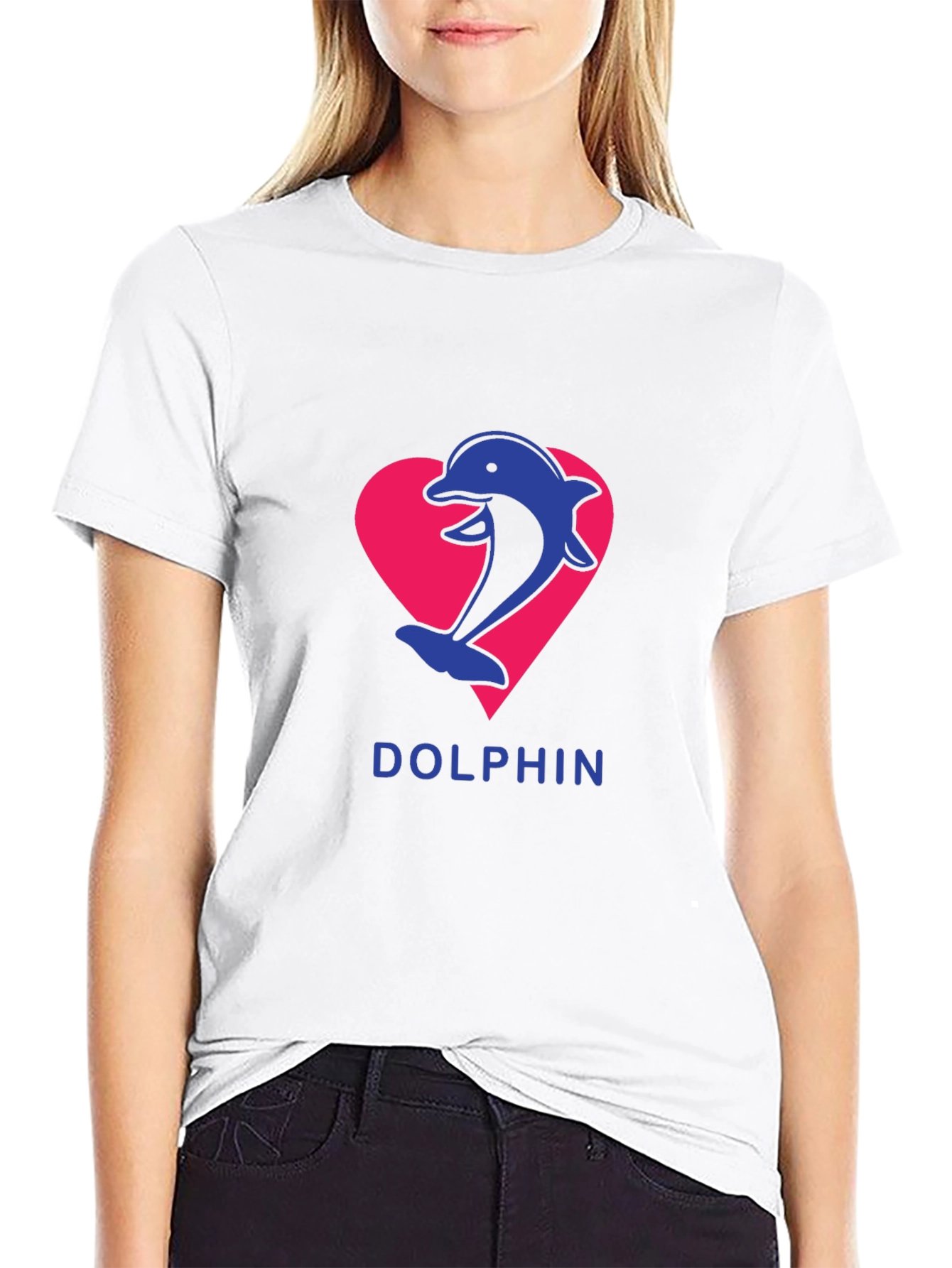 Dolphin Heart Graphic T-Shirt - Casual Comfort