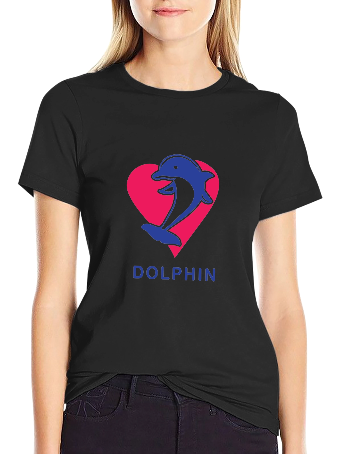 Dolphin Heart Graphic T-Shirt - Casual Comfort