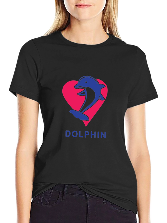 Dolphin Heart Graphic T-Shirt - Casual Comfort