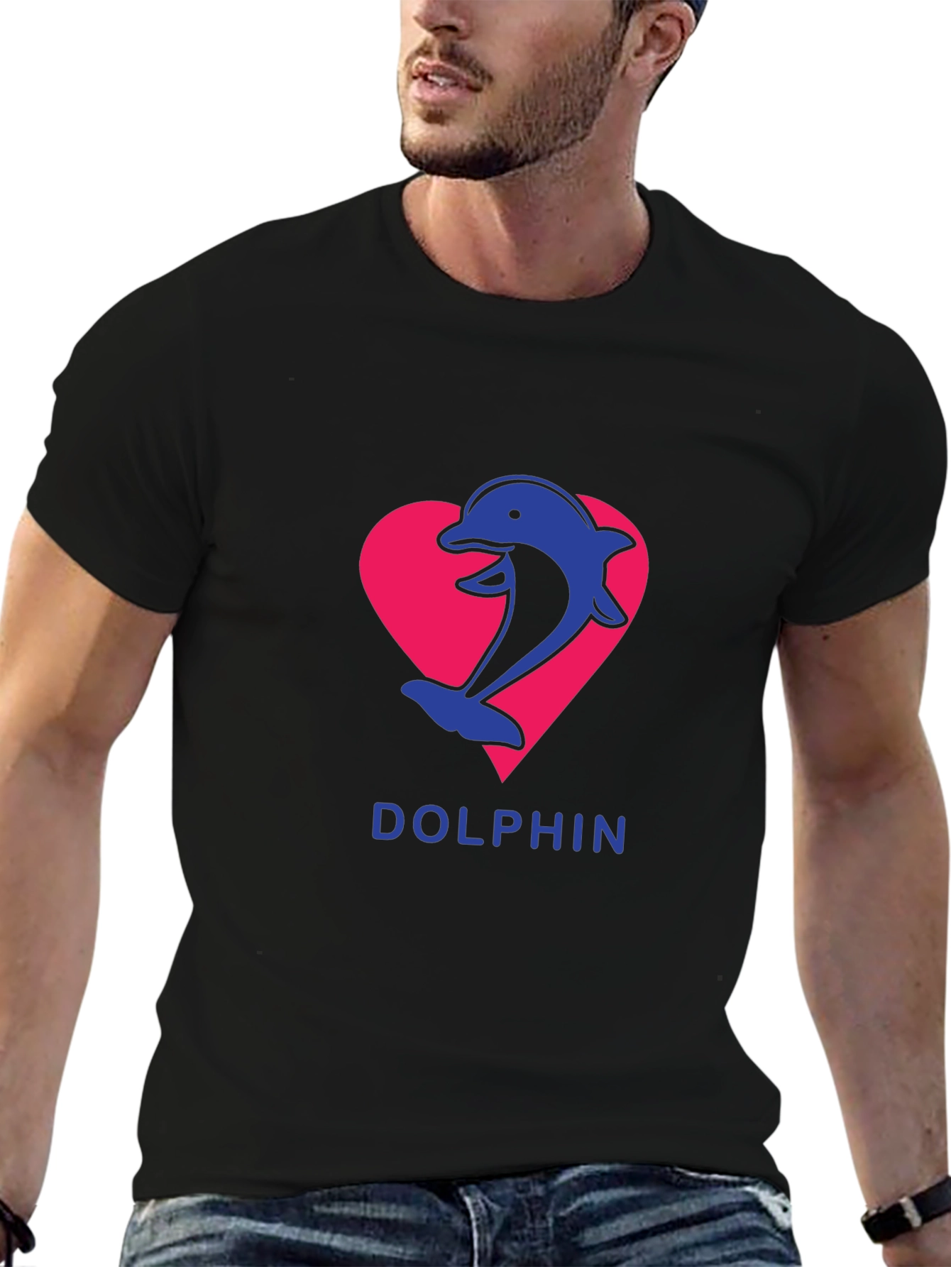 Dolphin Heart Graphic T-Shirt - Casual Comfort