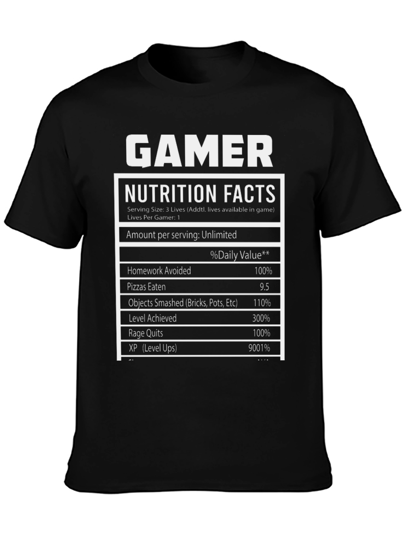 Gamer Nutrition Facts T-Shirt
