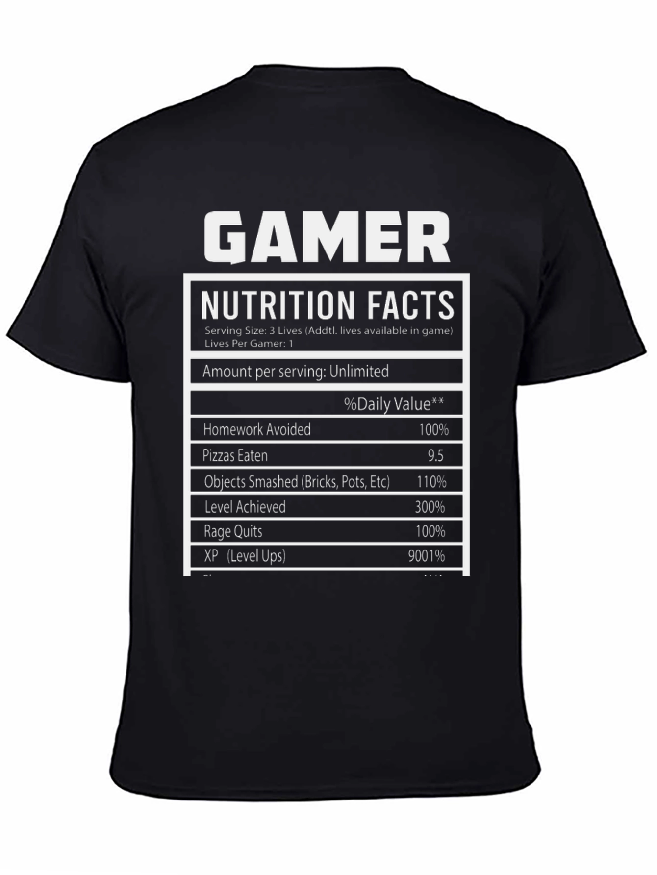 Gamer Nutrition Facts T-Shirt