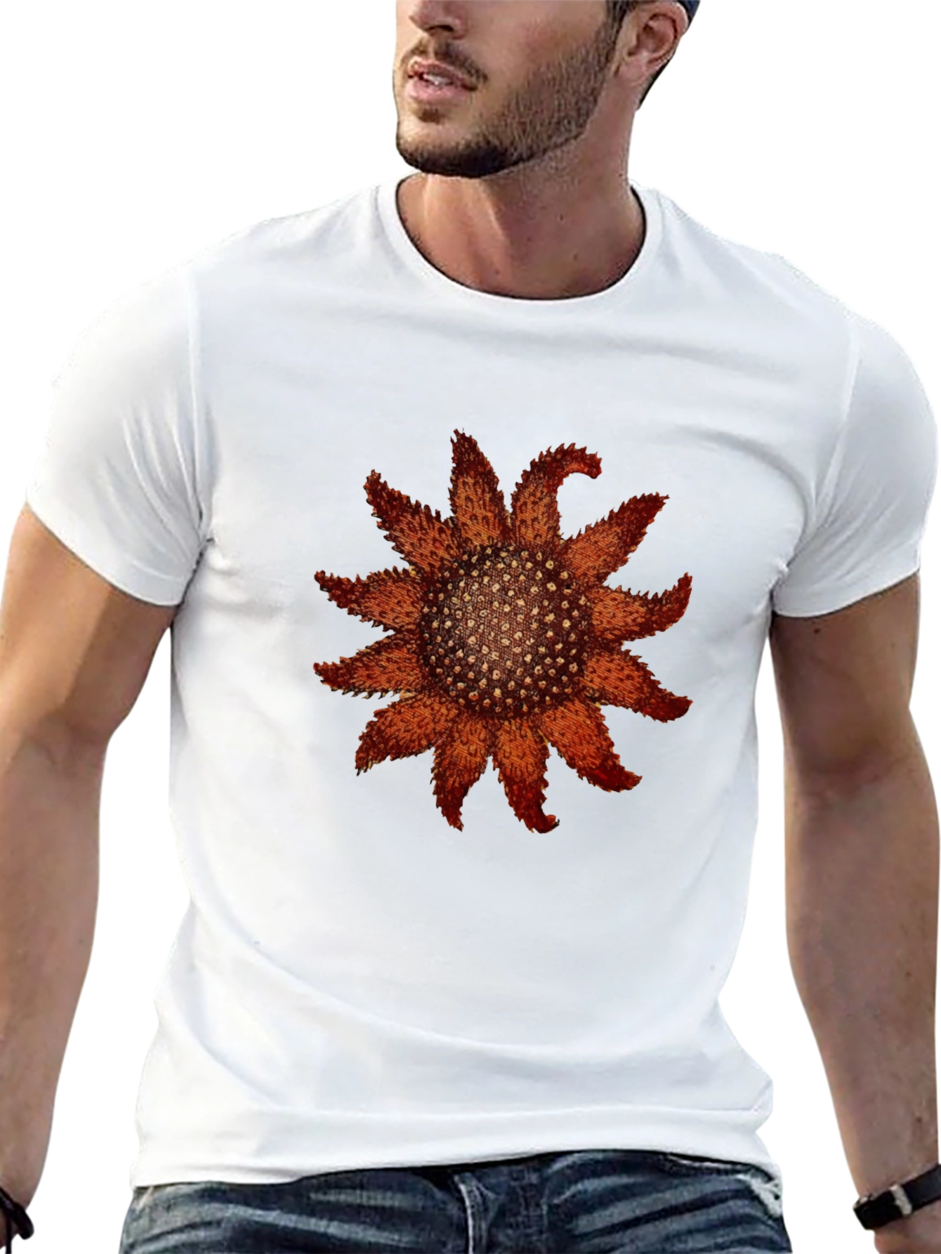 Black T-Shirt with Starfish Print