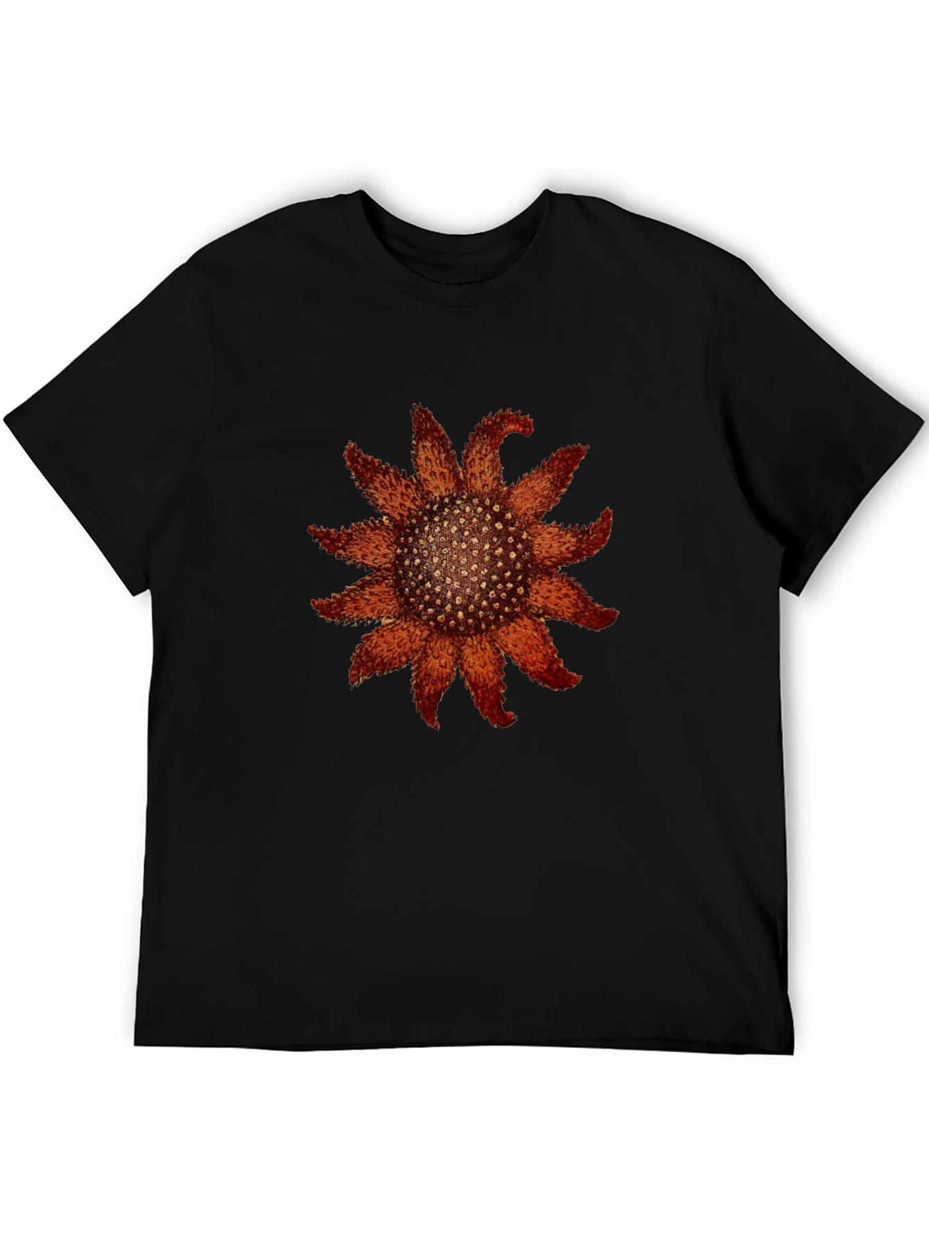 Black T-Shirt with Starfish Print