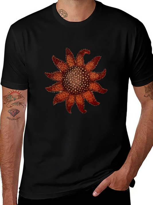 Black T-Shirt with Starfish Print