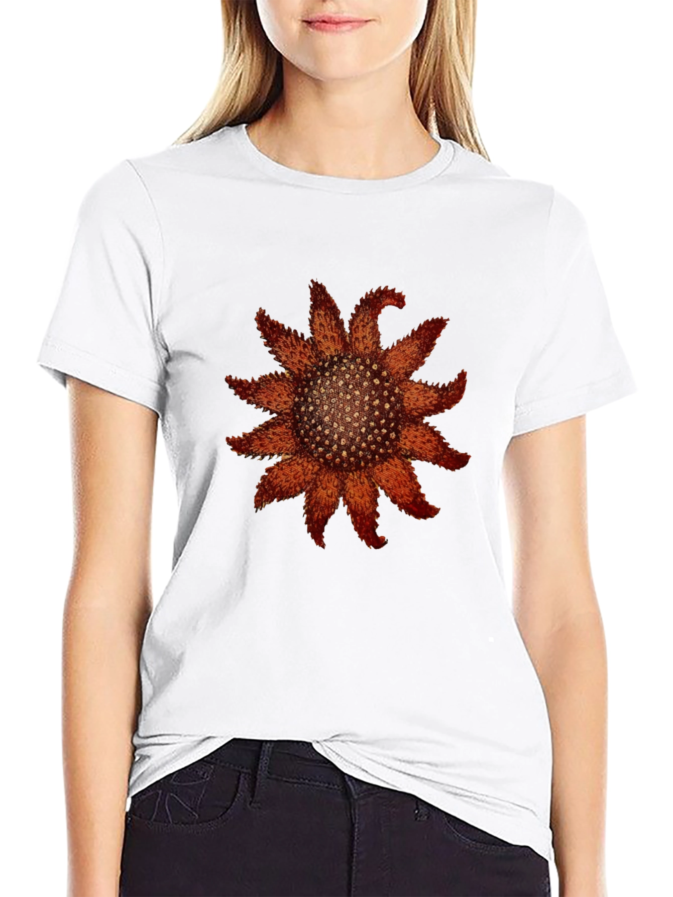 Black T-Shirt with Starfish Print