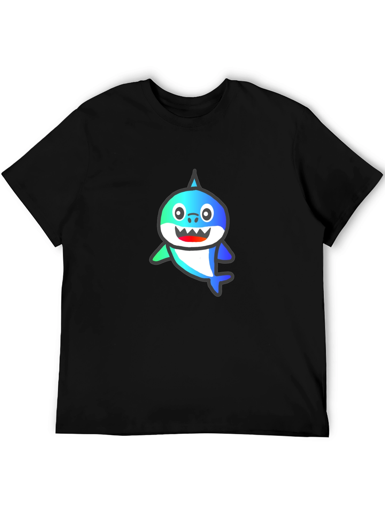 Shark Cartoon Graphic Black T-Shirt
