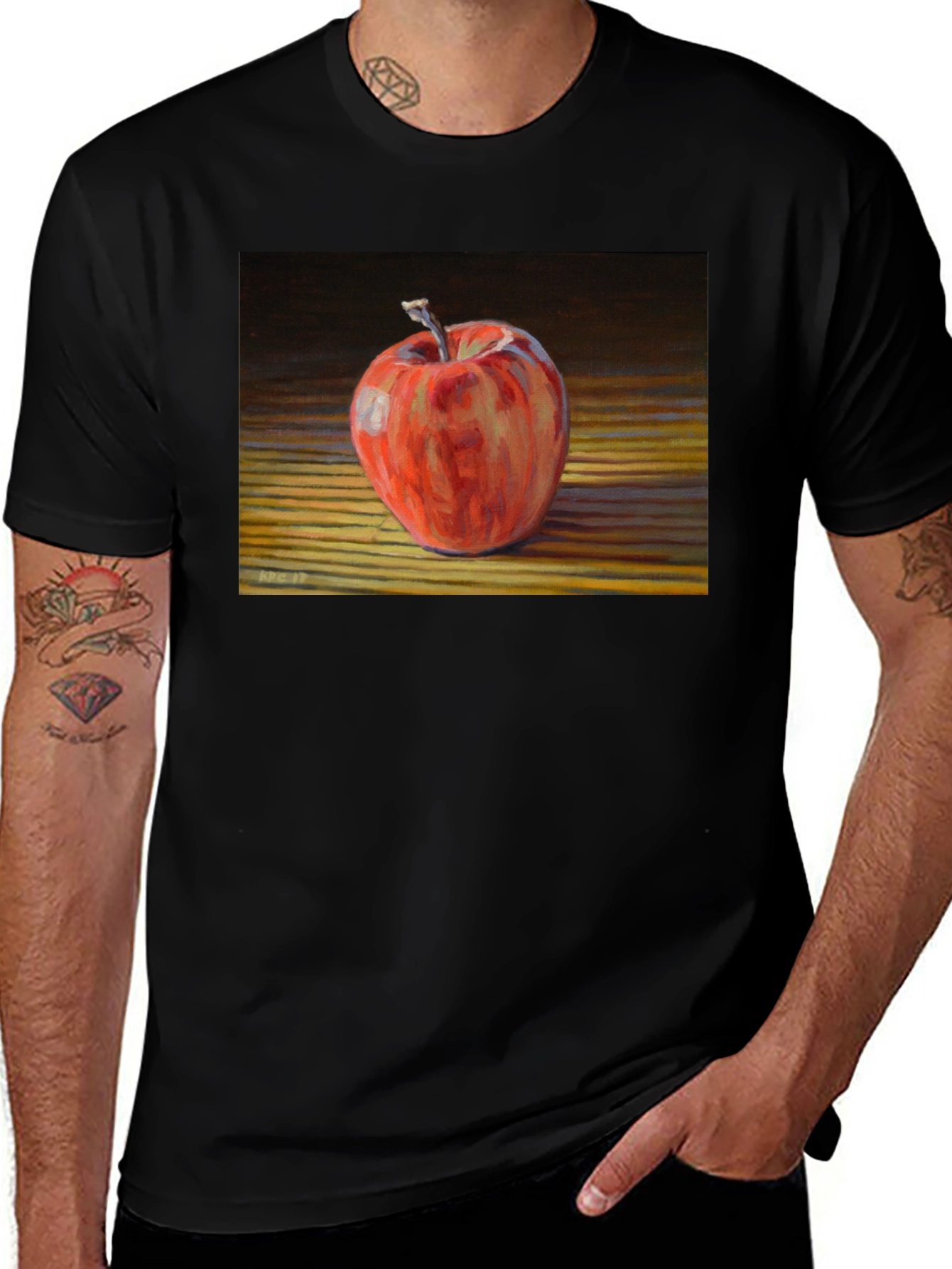 Apple Still Life Graphic Tee - Black