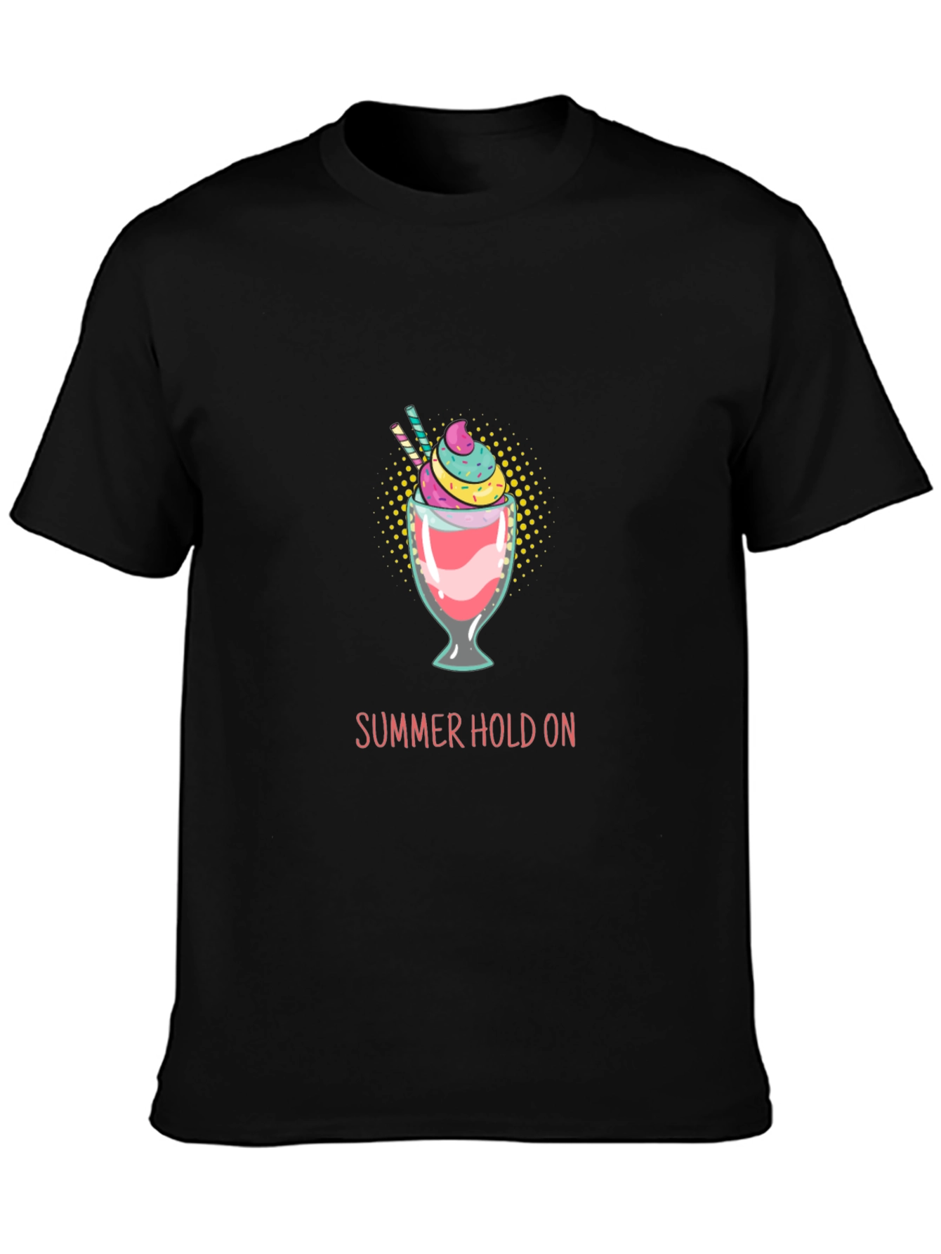 Summer Hold On Graphic Tee - Trendy Black T-Shirt