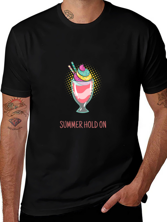 Summer Hold On Graphic Tee - Trendy Black T-Shirt