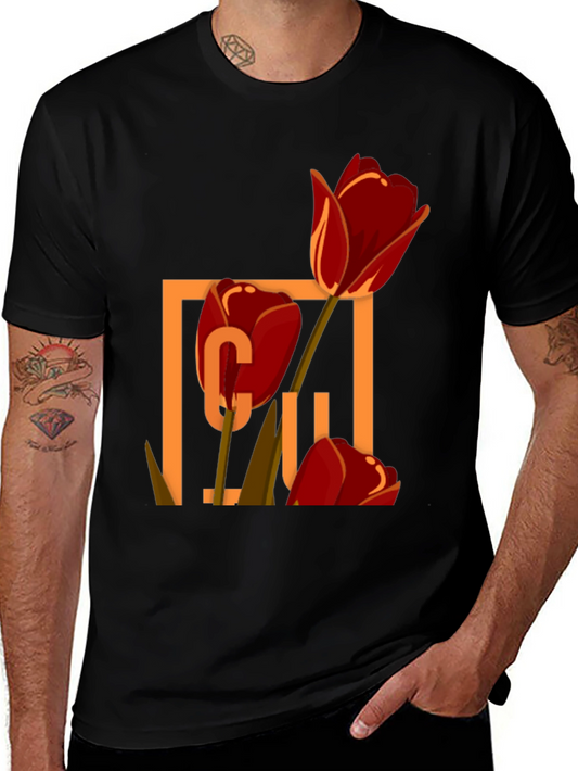 Floral Graphic Tee - Tulip Design