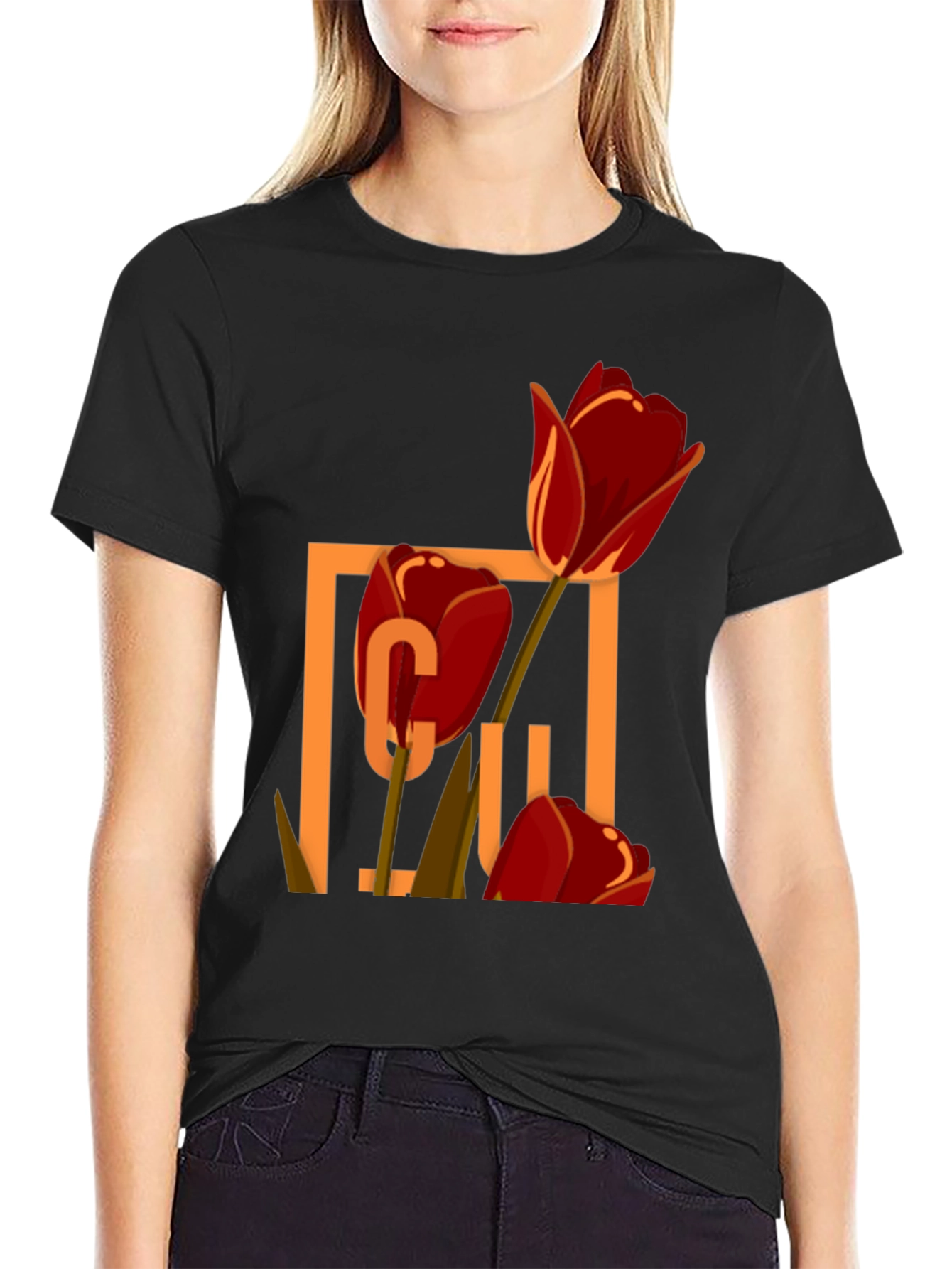 Floral Graphic Tee - Tulip Design