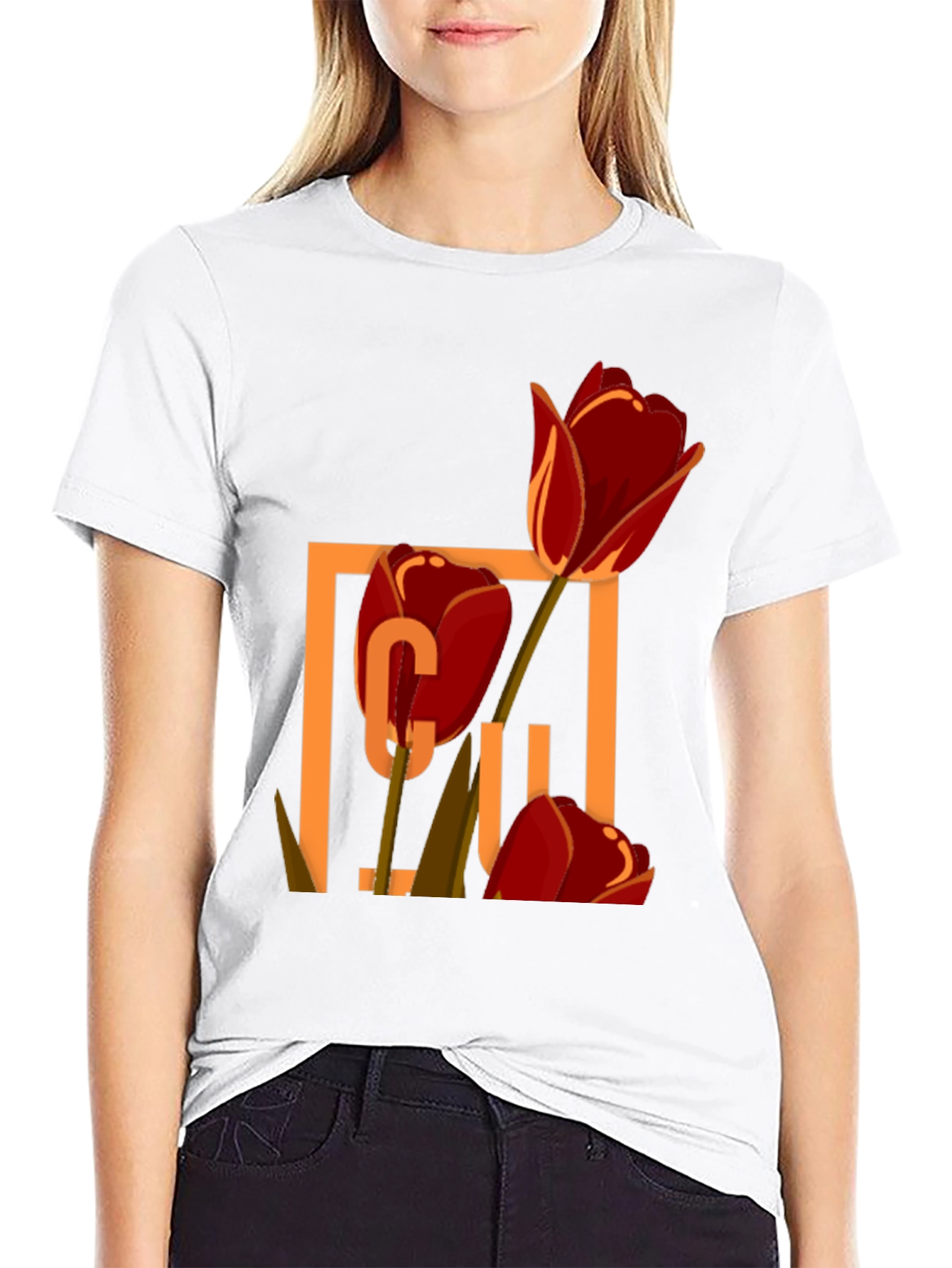 Floral Graphic Tee - Tulip Design
