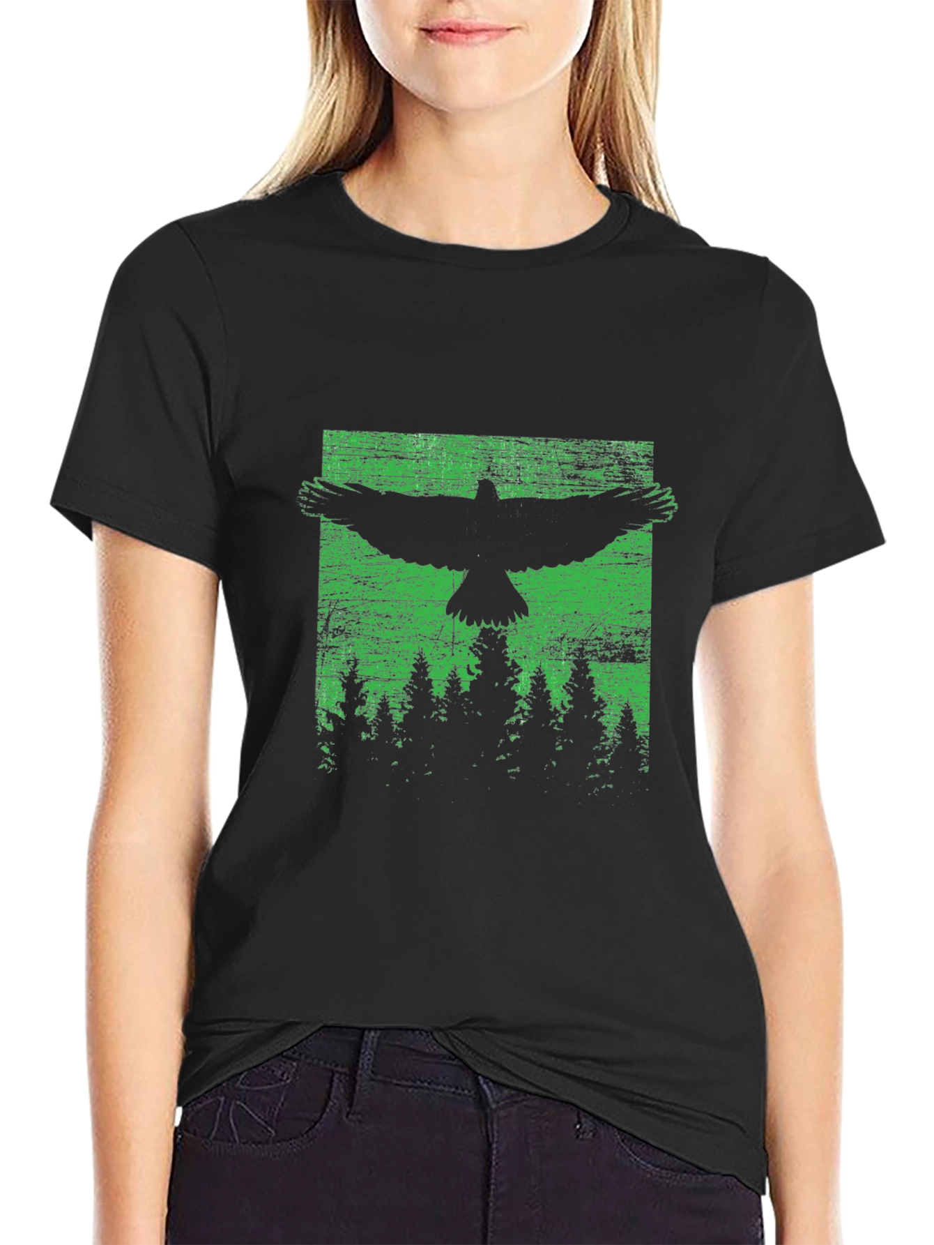 Raven Forest Graphic Tee - Black Unisex Shirt