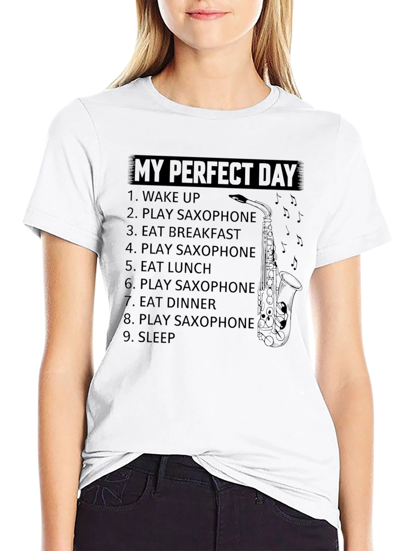 My Perfect Day Saxophone Black T-Shirt