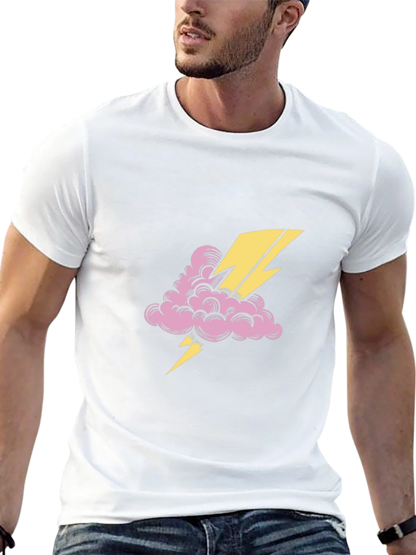 Thunder Cloud Tee - Black Cotton Graphic T-Shirt