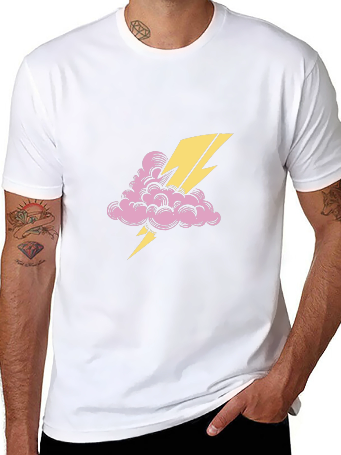 Thunder Cloud Tee - Black Cotton Graphic T-Shirt