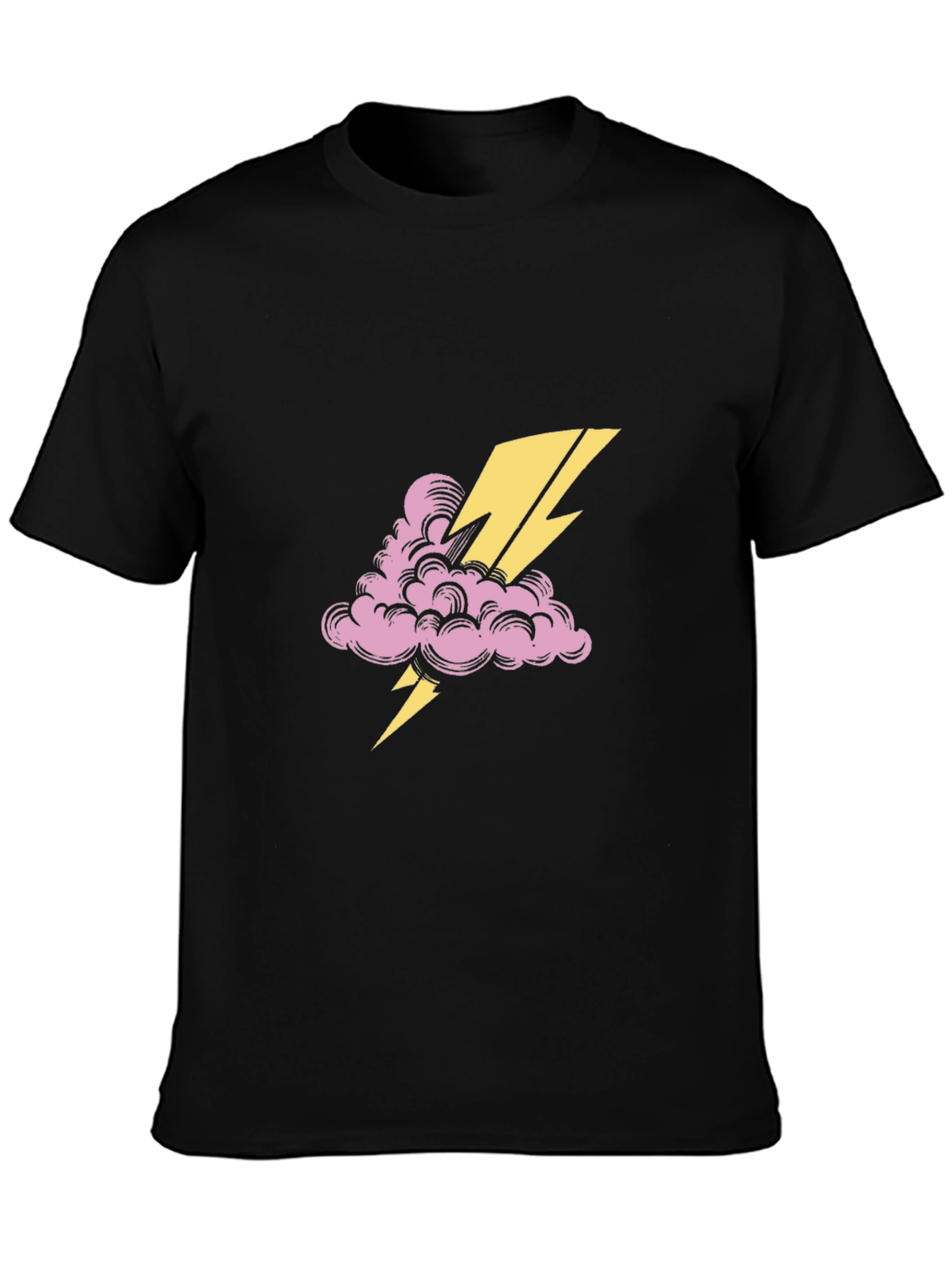 Thunder Cloud Tee - Black Cotton Graphic T-Shirt