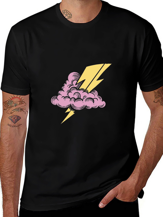 Thunder Cloud Tee - Black Cotton Graphic T-Shirt