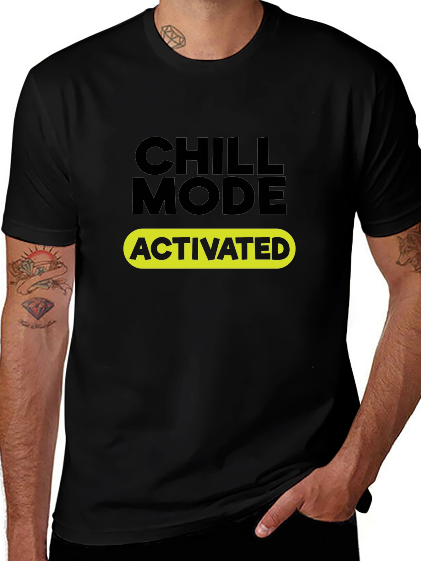 Chill Mode Activated Black T-Shirt