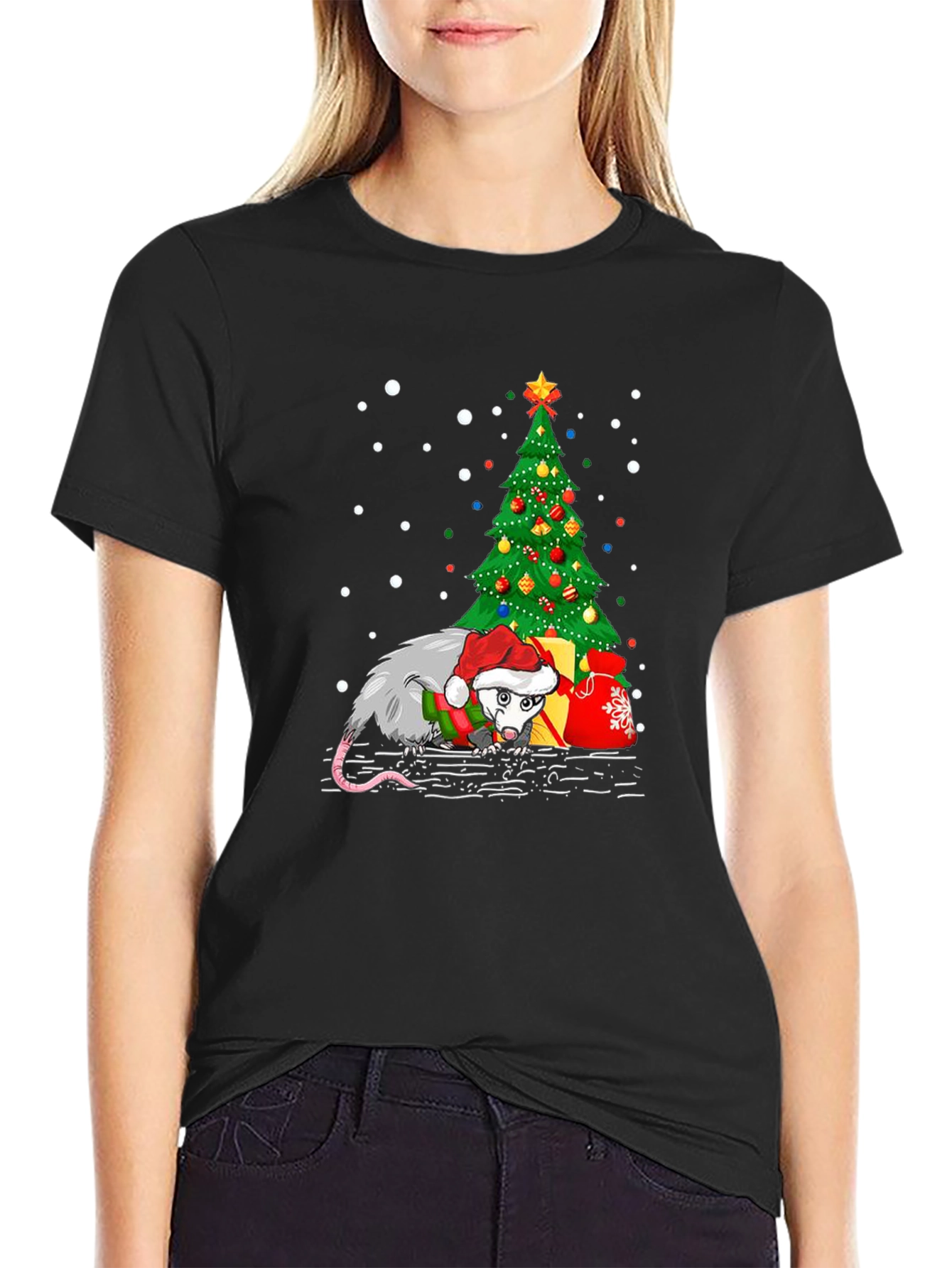 Christmas Opossum T-Shirt: Holiday Novelty Tee