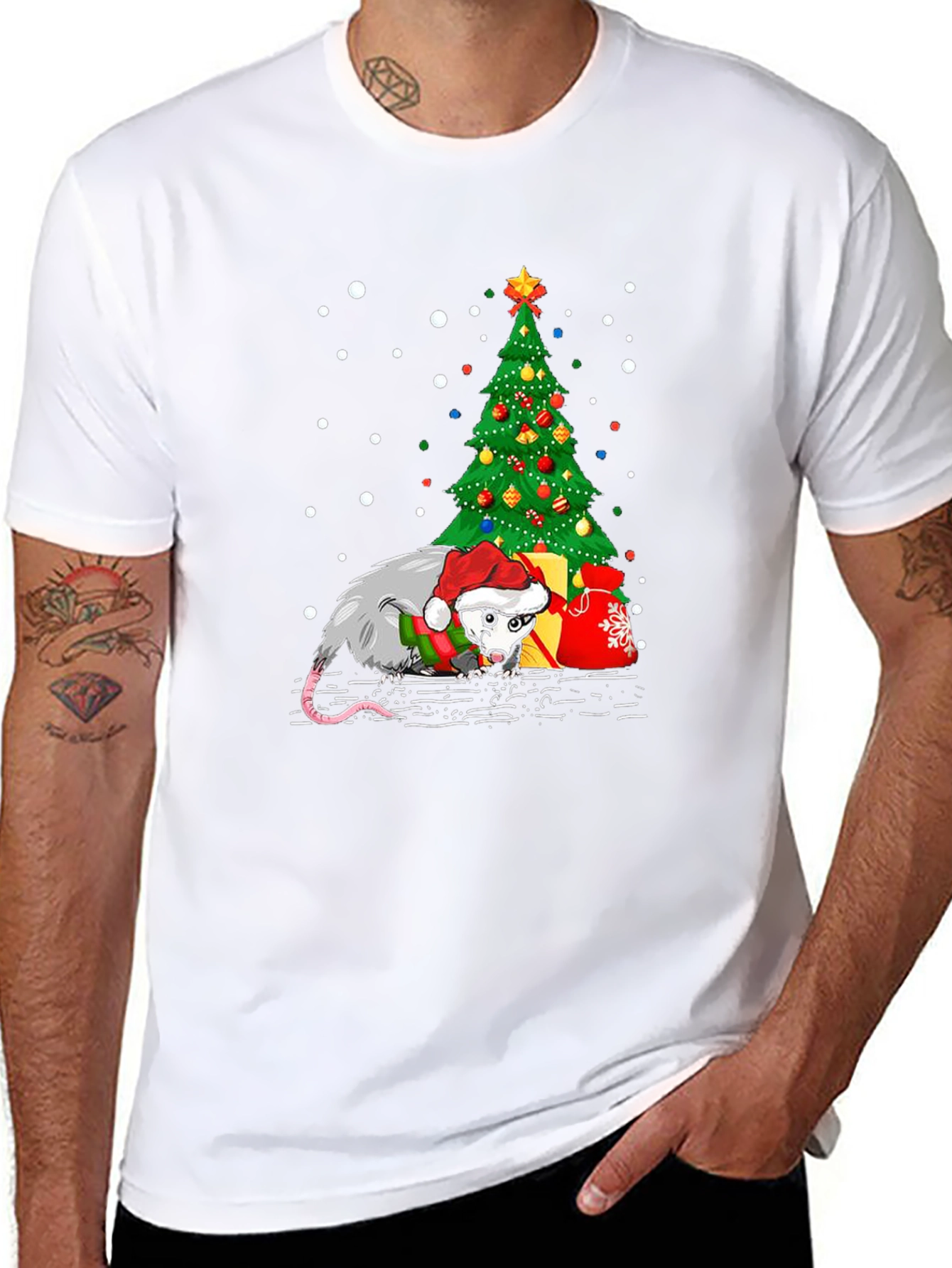 Christmas Opossum T-Shirt: Holiday Novelty Tee