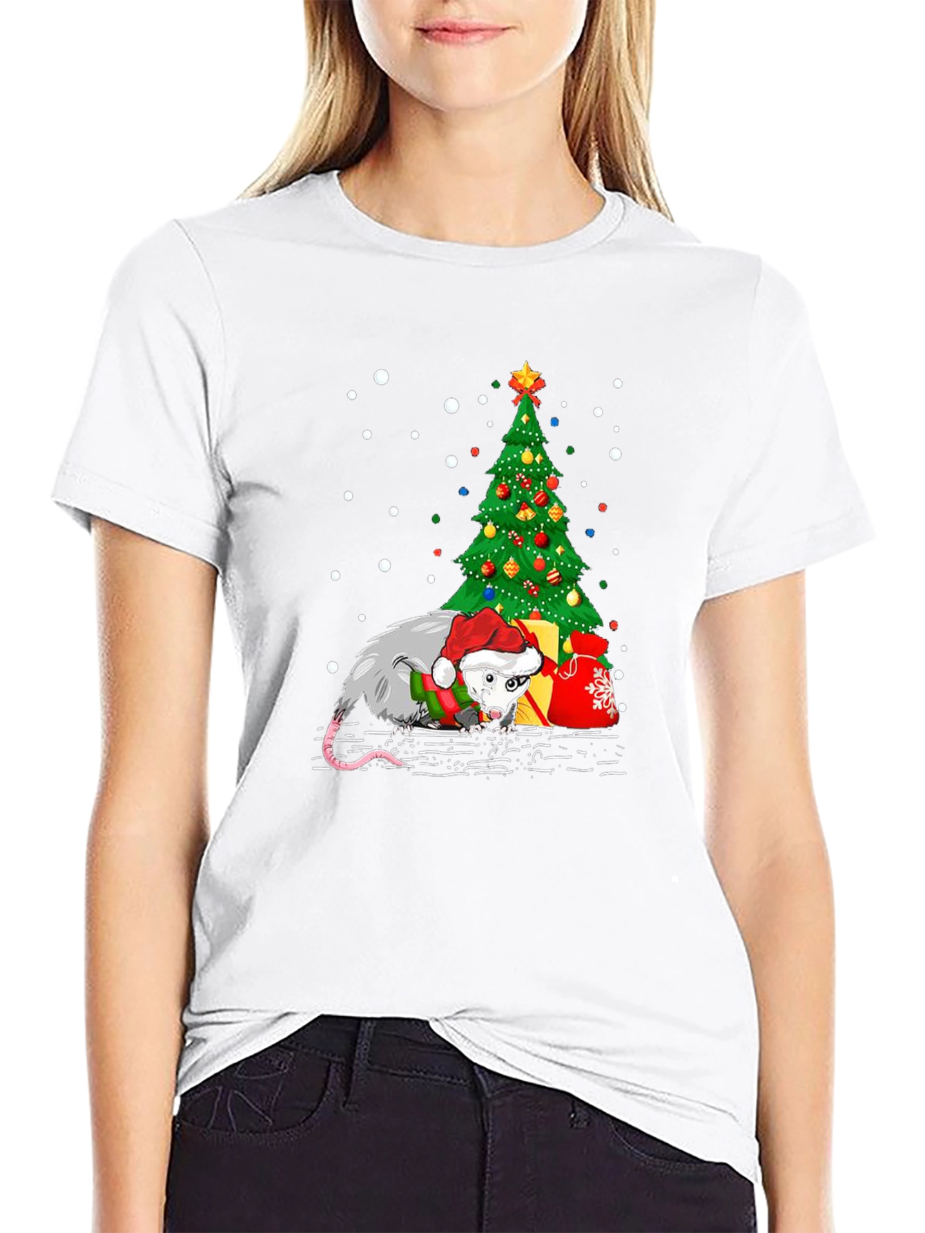 Christmas Opossum T-Shirt: Holiday Novelty Tee