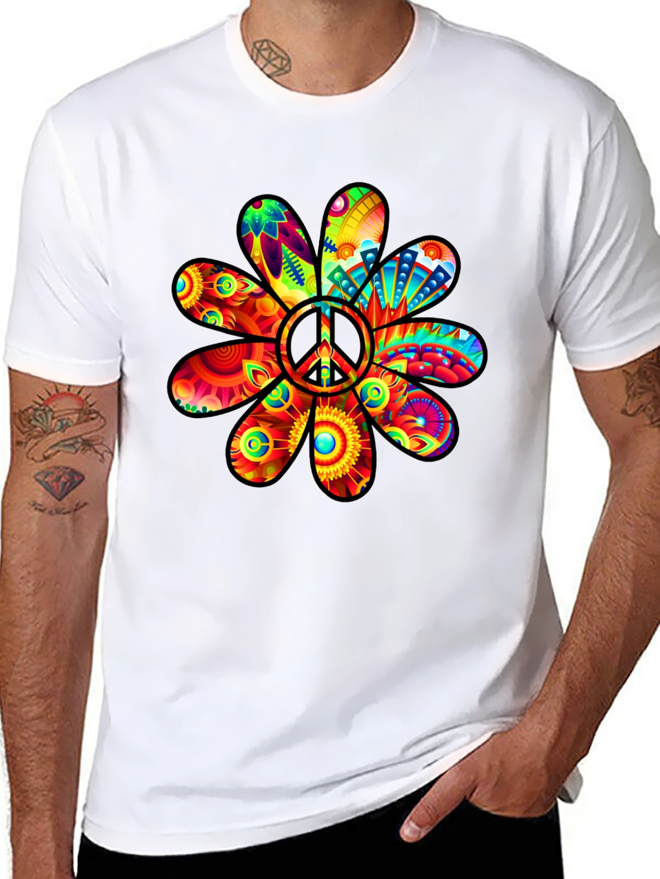 Peace Flower Power T-Shirt - Groovy Graphic Tee
