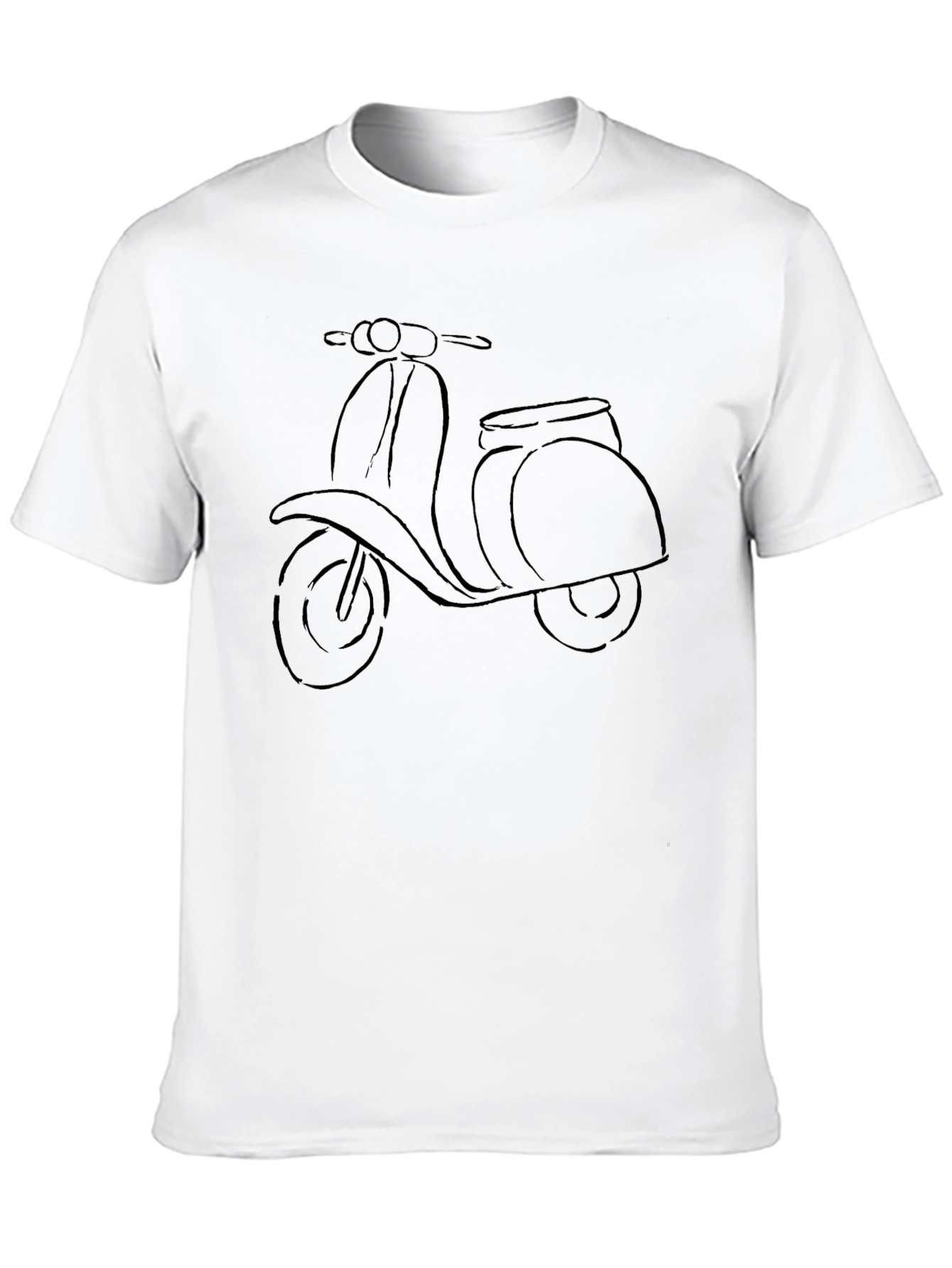 Black T-Shirt with Scooter Print - Casual Wear