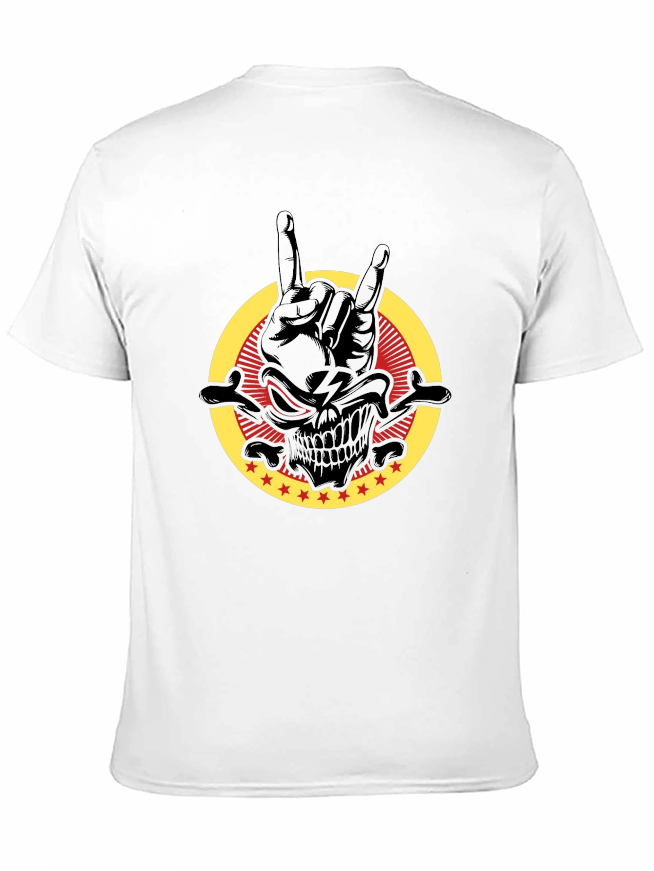 Rock On Skull Graphic Tee - Black Cotton T-Shirt