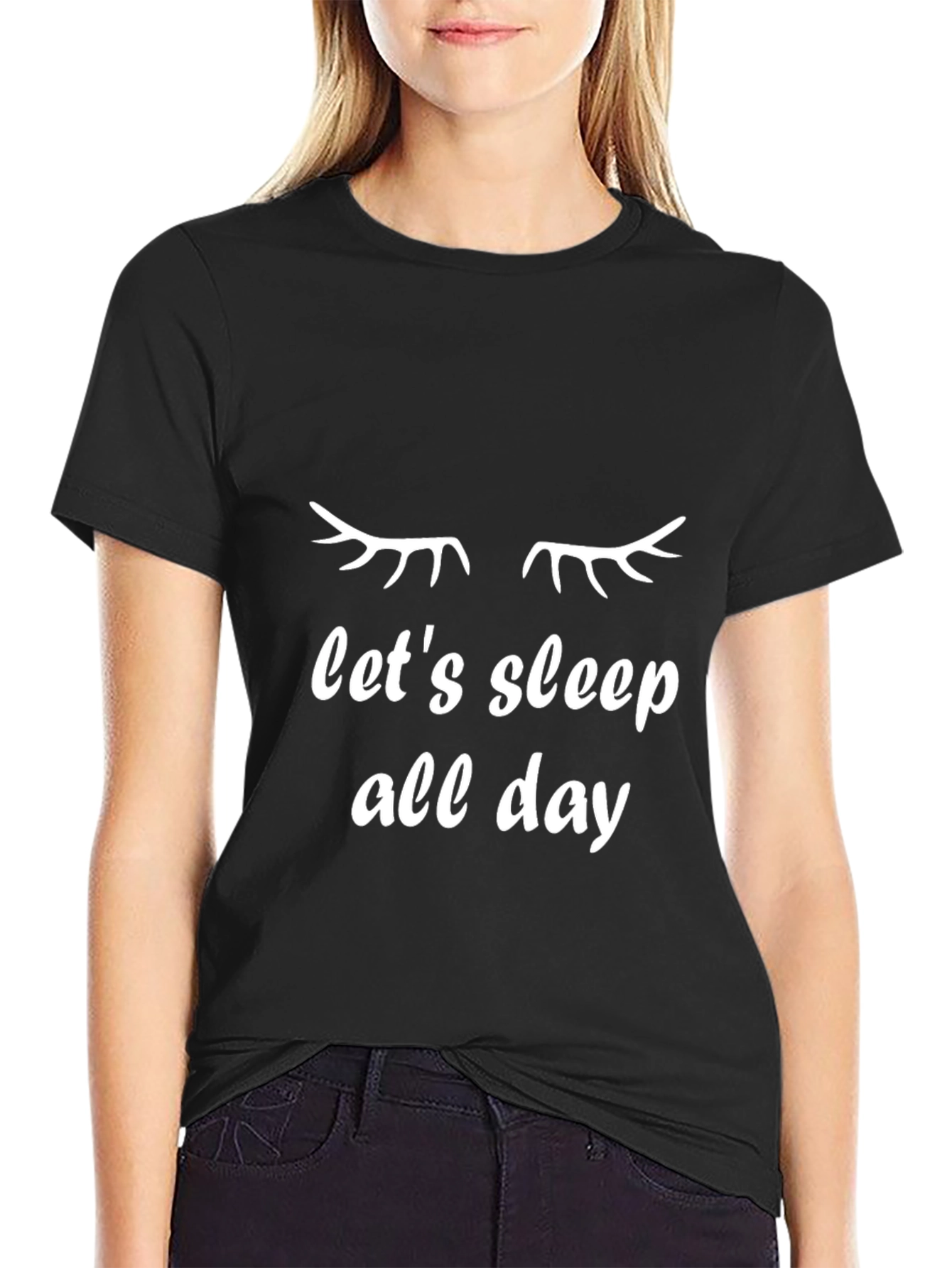 Lets Sleep All Day Black Tee