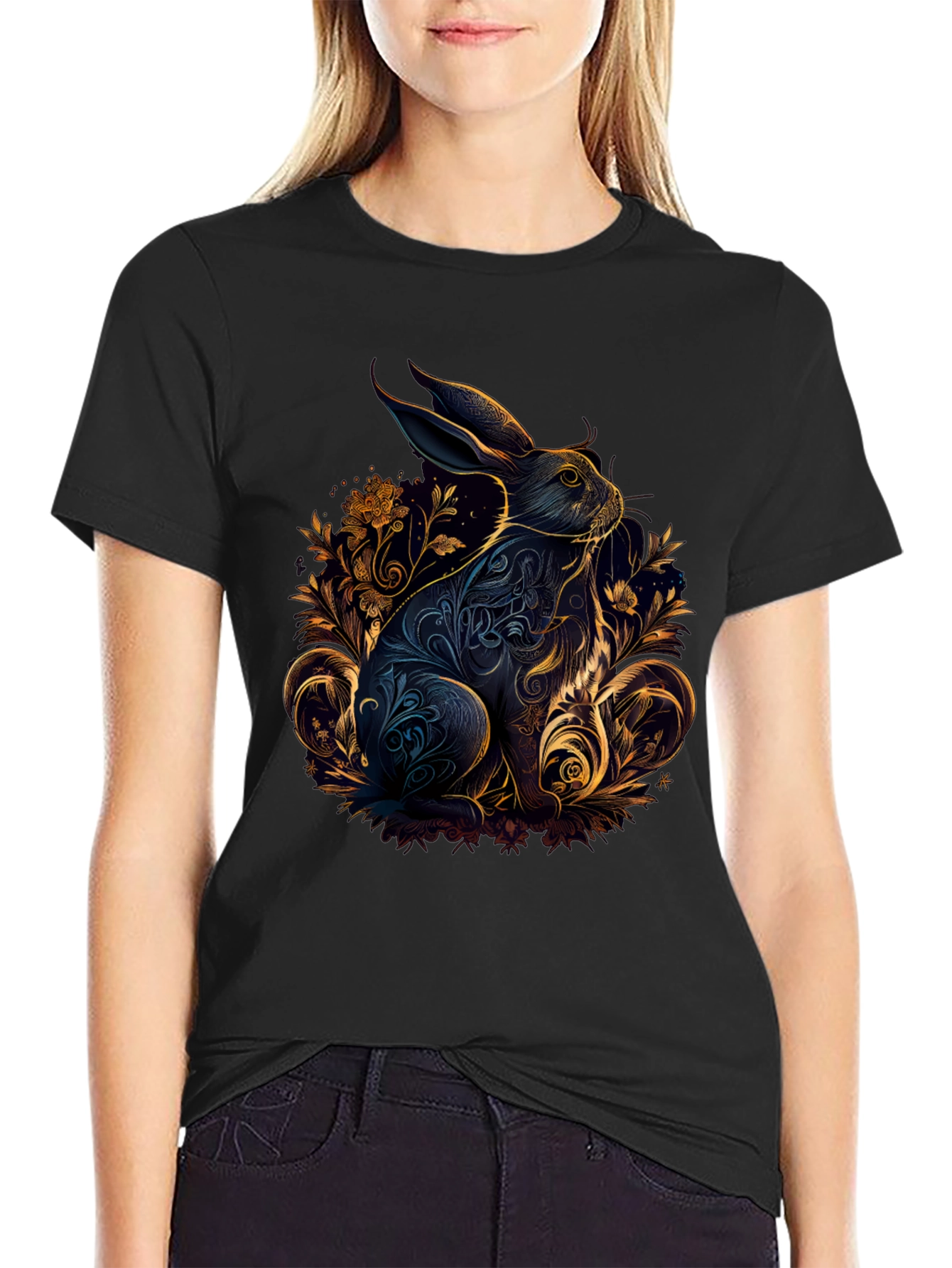 Rabbit Floral T-Shirt - Artistic Design